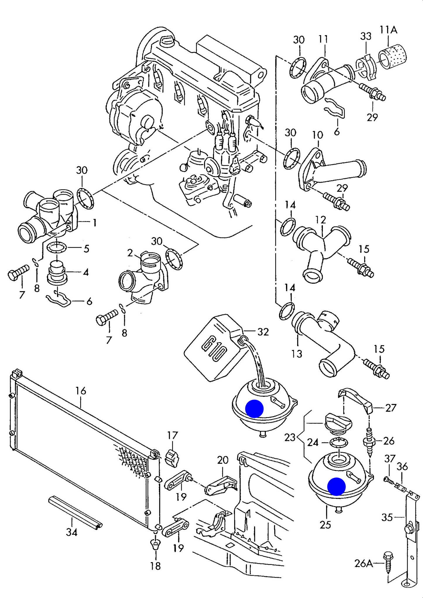 104049 Vernet Expansion Tank 'G11 Blue fluid' T4 1991>1998/can use for models G12 Red fluid 1998>2003