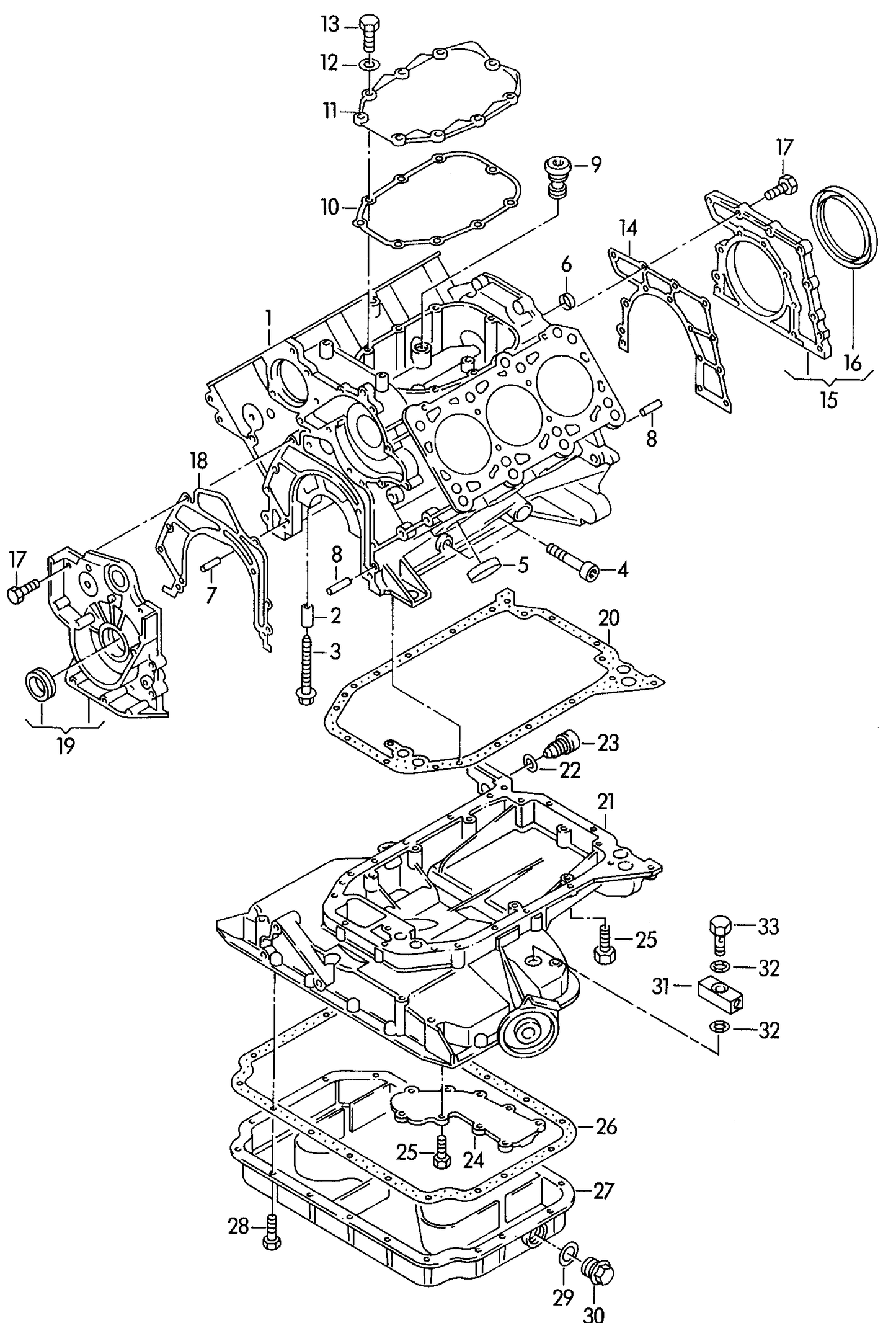 101594 Lower sump gasket V6 AAH,ABC,ACZ,AEJ,AFC