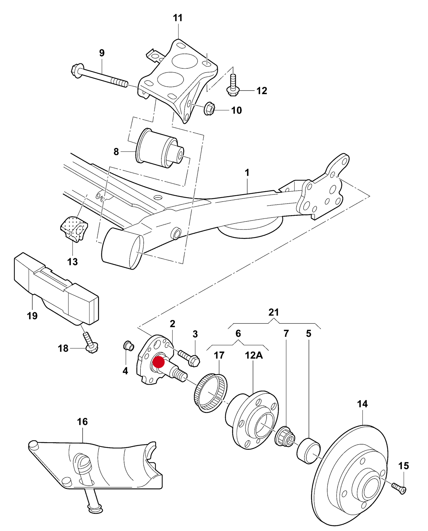 109871 Rear Stub Axle VAG 1996>>04.11.2012