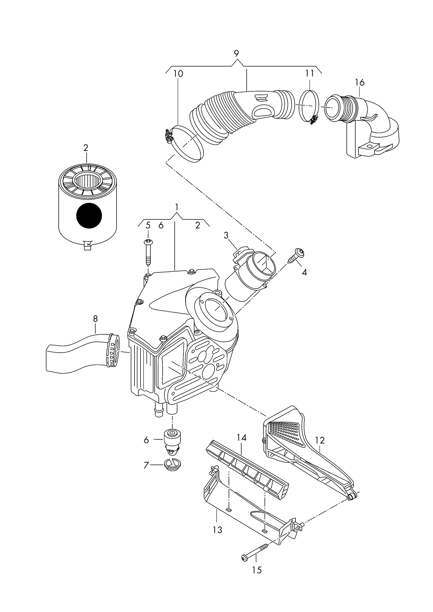 116697 Air filter 4-cylinder+ diesel eng.+ DEUA,DEUB, DESA,DETA, DFVA,CTHA,