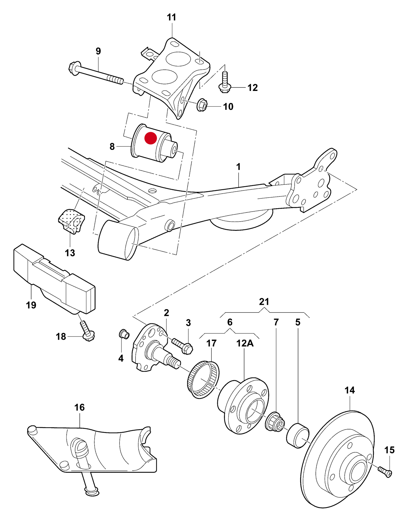 108243 Rear Axle Bush 72mm Plastic type