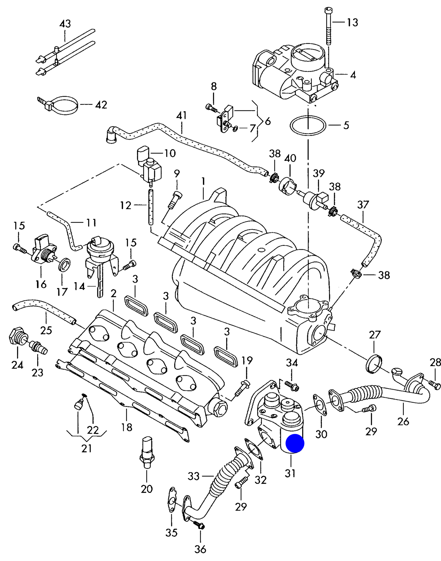 115841 Wahler EGR valve 1.4FSI BKG,BLN /1.6FSI BAG,BLF
