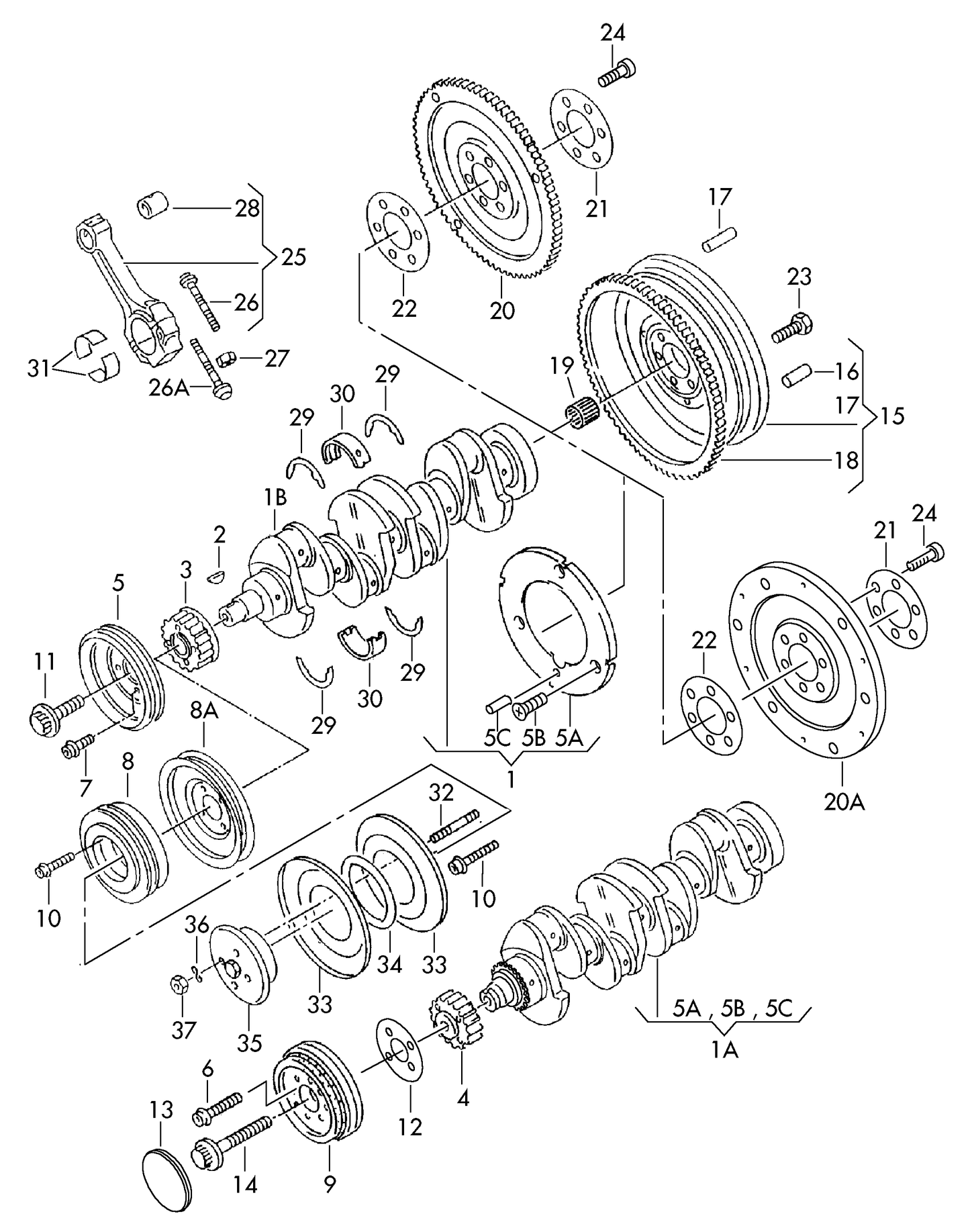 87200600 KS Original Set of 8 STD Big end bearing set T4 1.8/2.0 PD,AAC/T4 2.4/2.5 AAF/ACU (10 needed)