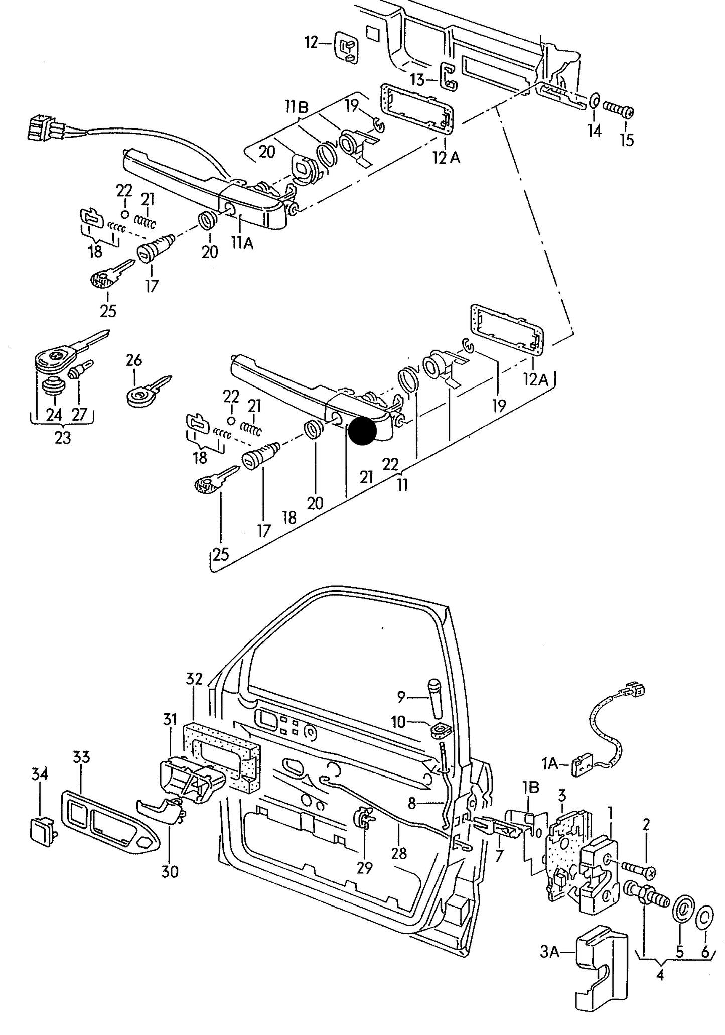 108485 Topran Door Handle & Keys-Right VW Passat 1988>1991 without central locking