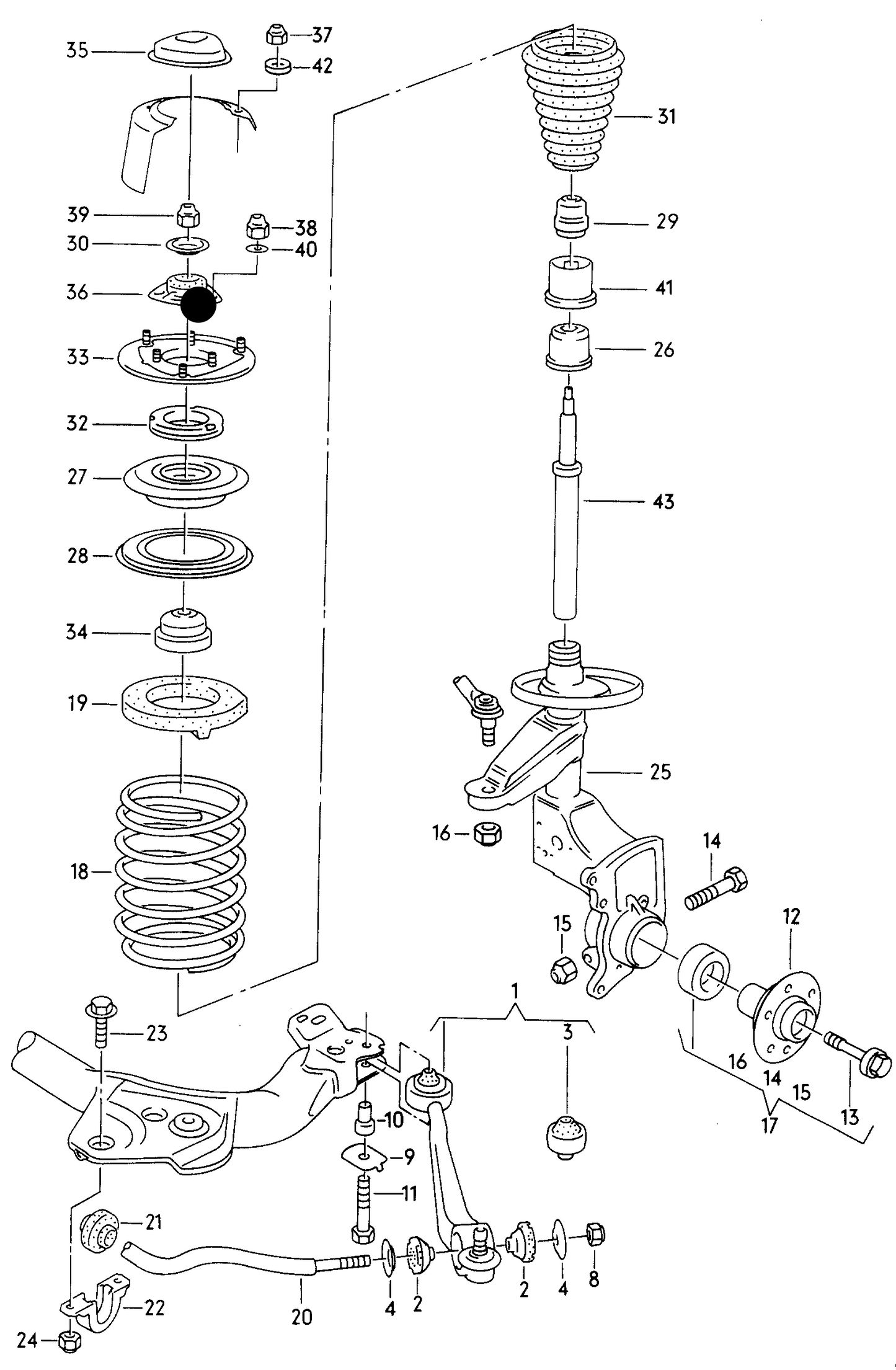 103745 Top Suspension Strut Mouting Audi 100 91>/A6/S6 >97