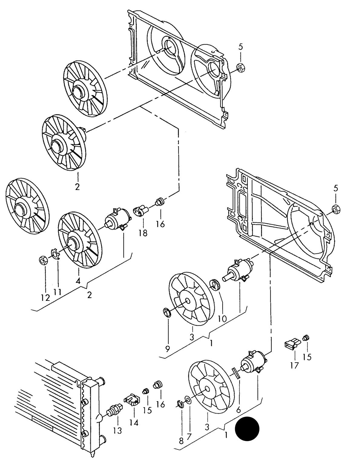 109828 Radiator Cooling Fan 350w/280mm PR-ACO! T4 Transporter (70) 09/1990>12/1995, T4 Transporter (7D) 01/1996>06/2003
