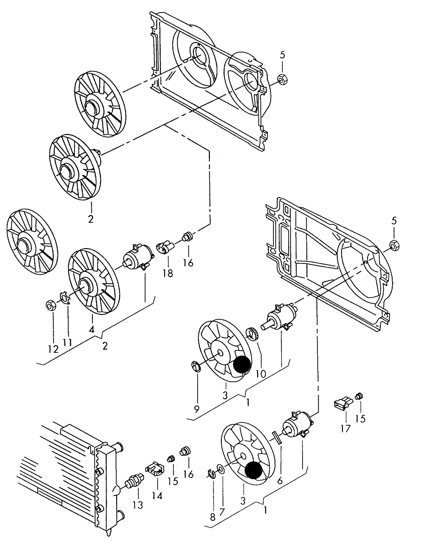 103138 Radiator Fan with Motor 2 Speed 250/80 Watt 303mm Diameter AAZ,ABF,ABS,AAM, 2E,1Z,1Y; air cond.+ ABS,AAM