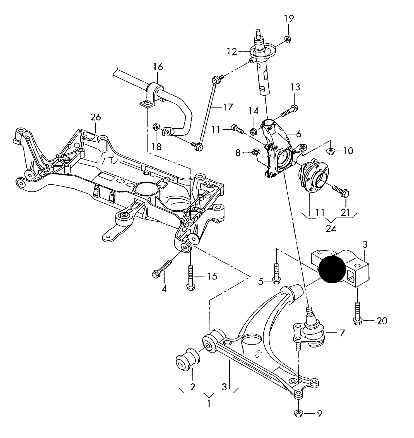 111084 Front Wishbone>Rear Bush VAG 06>