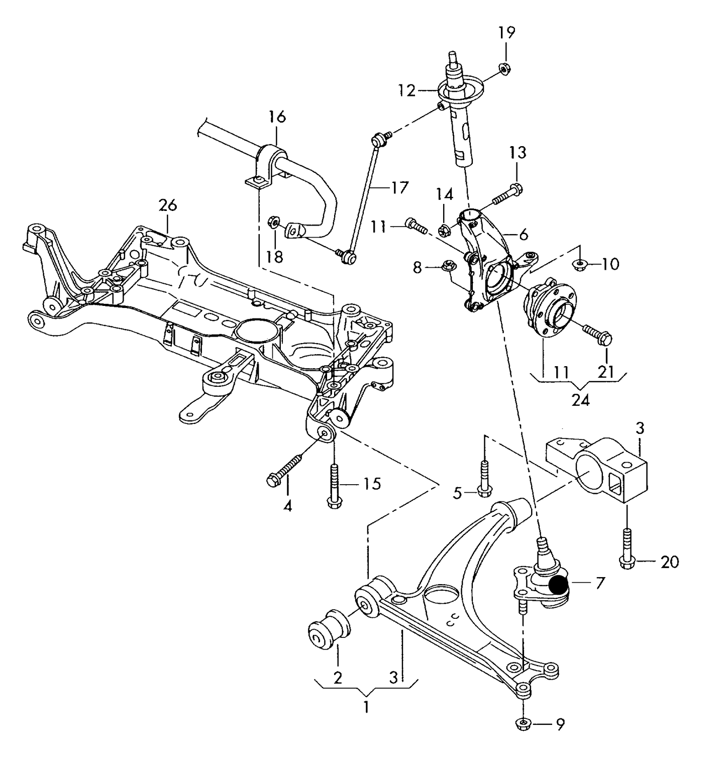 110994 Ball Joint-Left Lower PR:1ZA,1ZB, 1ZK,1ZU,1LC, 1LJ