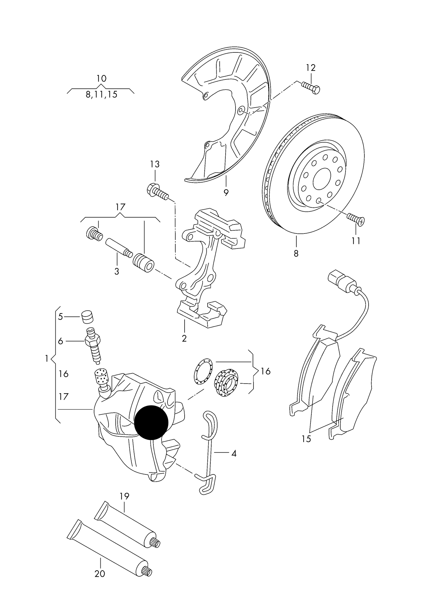 116013 NEW Front Left Brake Caliper VAG 04> PR-1ZE.1ZP,PR-1LJ,1ZA, 1ZD