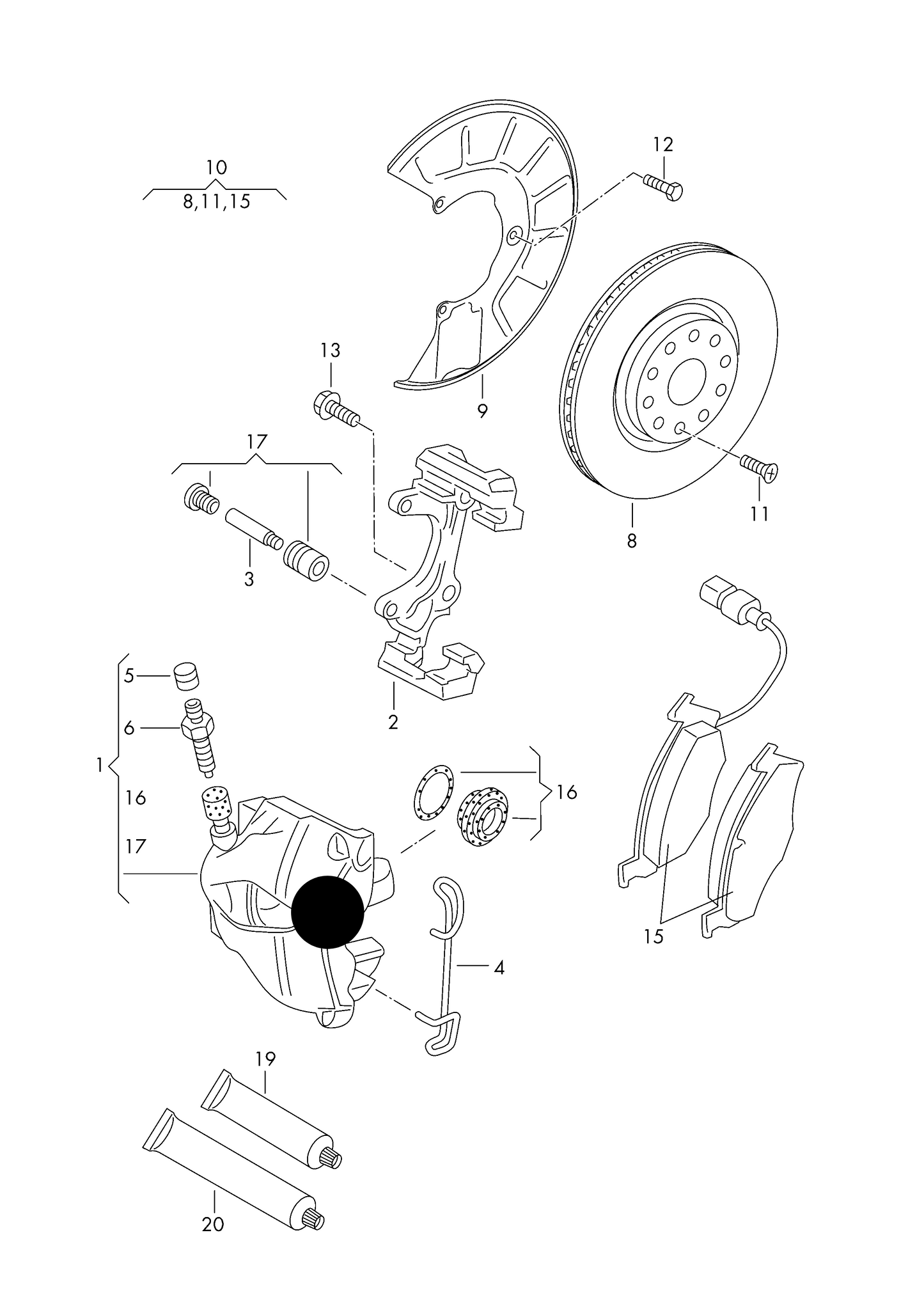 116014 NEW Front Right Brake Caliper VAG 04> PR-1ZE,1ZP,PR-1LJ,1ZA, 1ZD