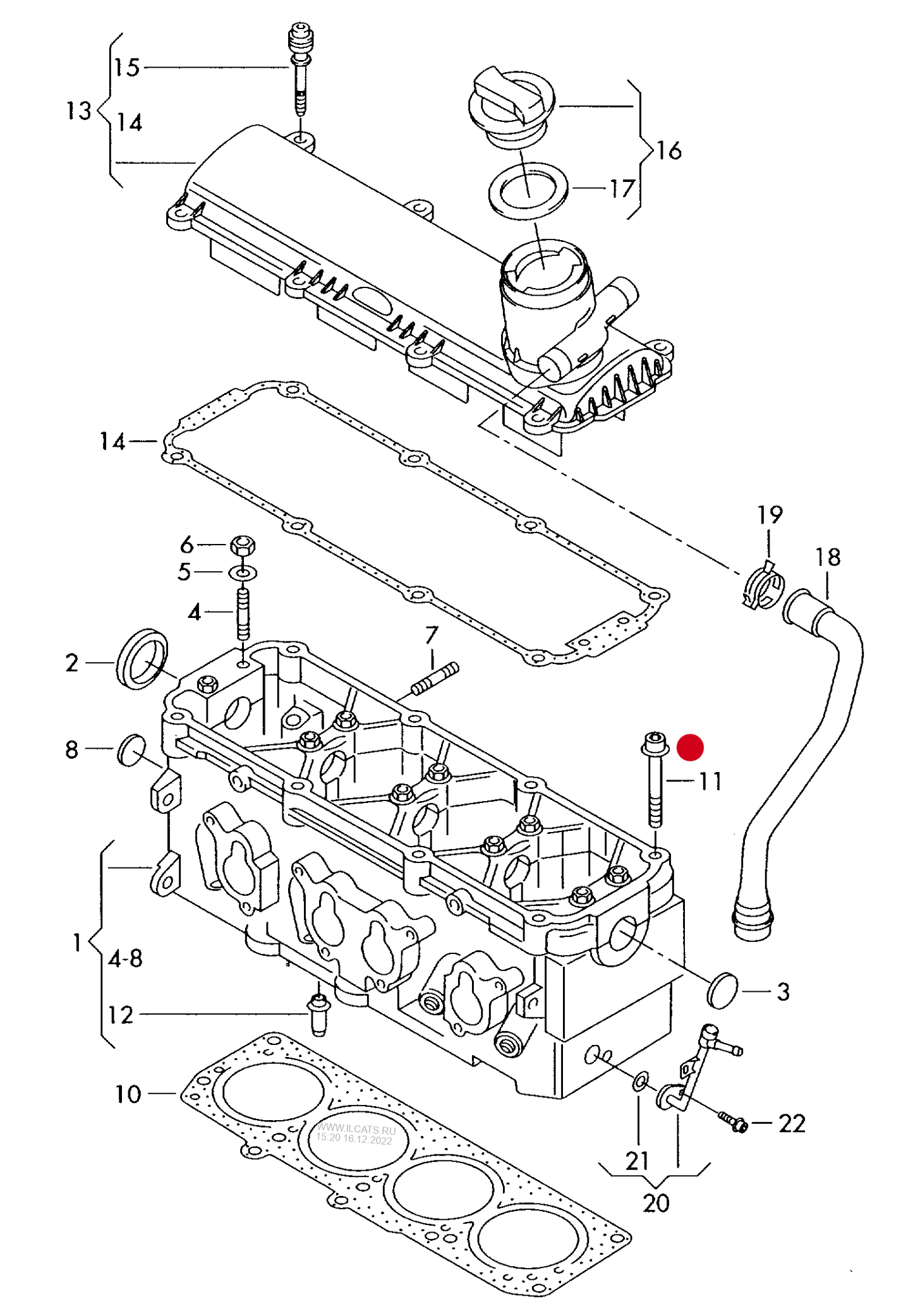 108895 Cylinder Head Bolt>Single 1.6 4-cylinder+ AEH,AKL,AYD,BSE,BSF, CCSA,CHGA, CMXA
