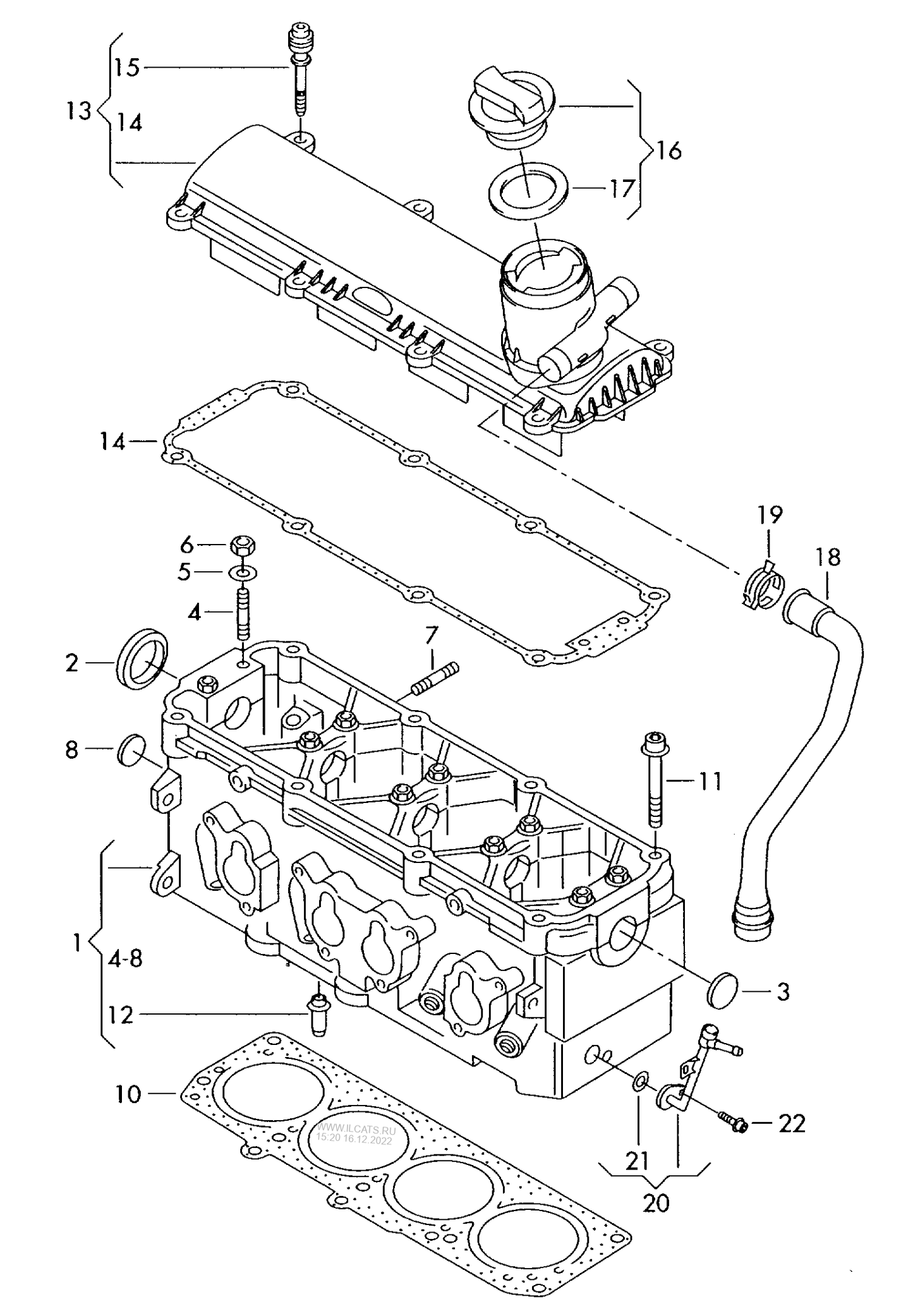 109835 Elring Rocker Cover Gasket VAG 1.6 96>4-cylinder+ AYD,BGU,BSE,BSF, CCSA,CHGA, CMXA
