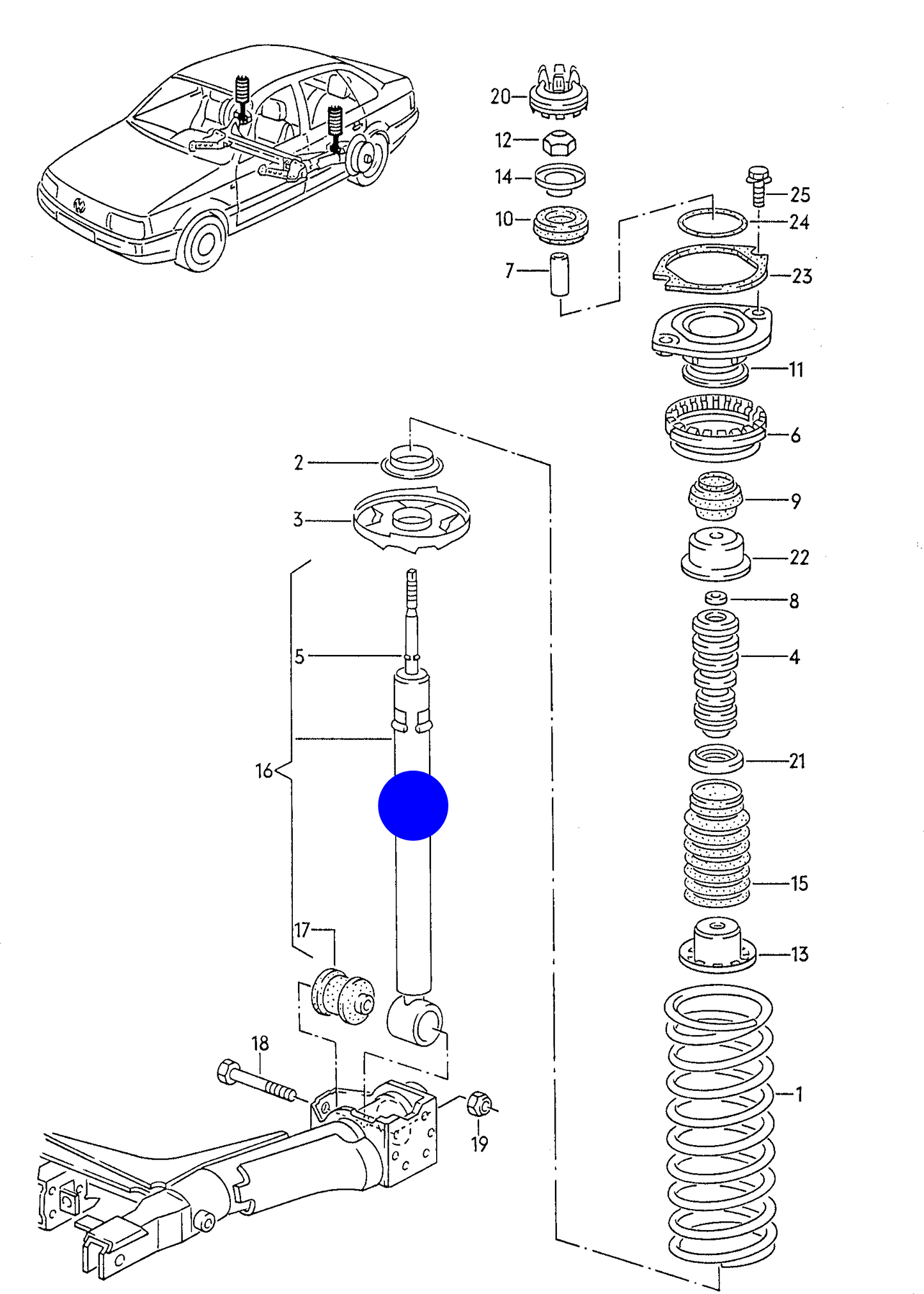 103695 Rear Oil Shockabsorber Audi 100/200 '43' 1983>1990 aLL std Susp.