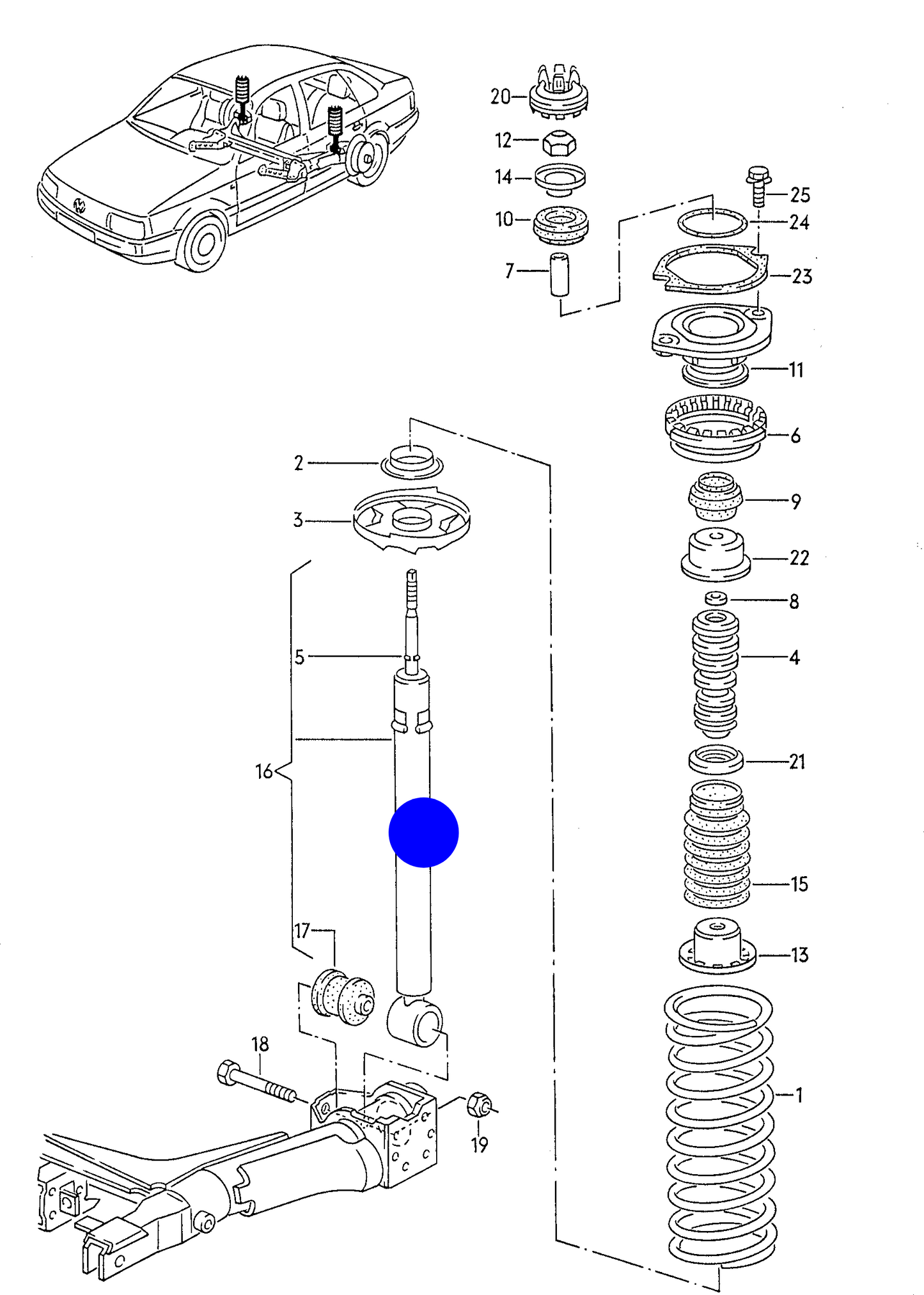 108362 Rear GAS Shockabsorber Audi 80 '8C' 92>96 Saloon All STD Sups.