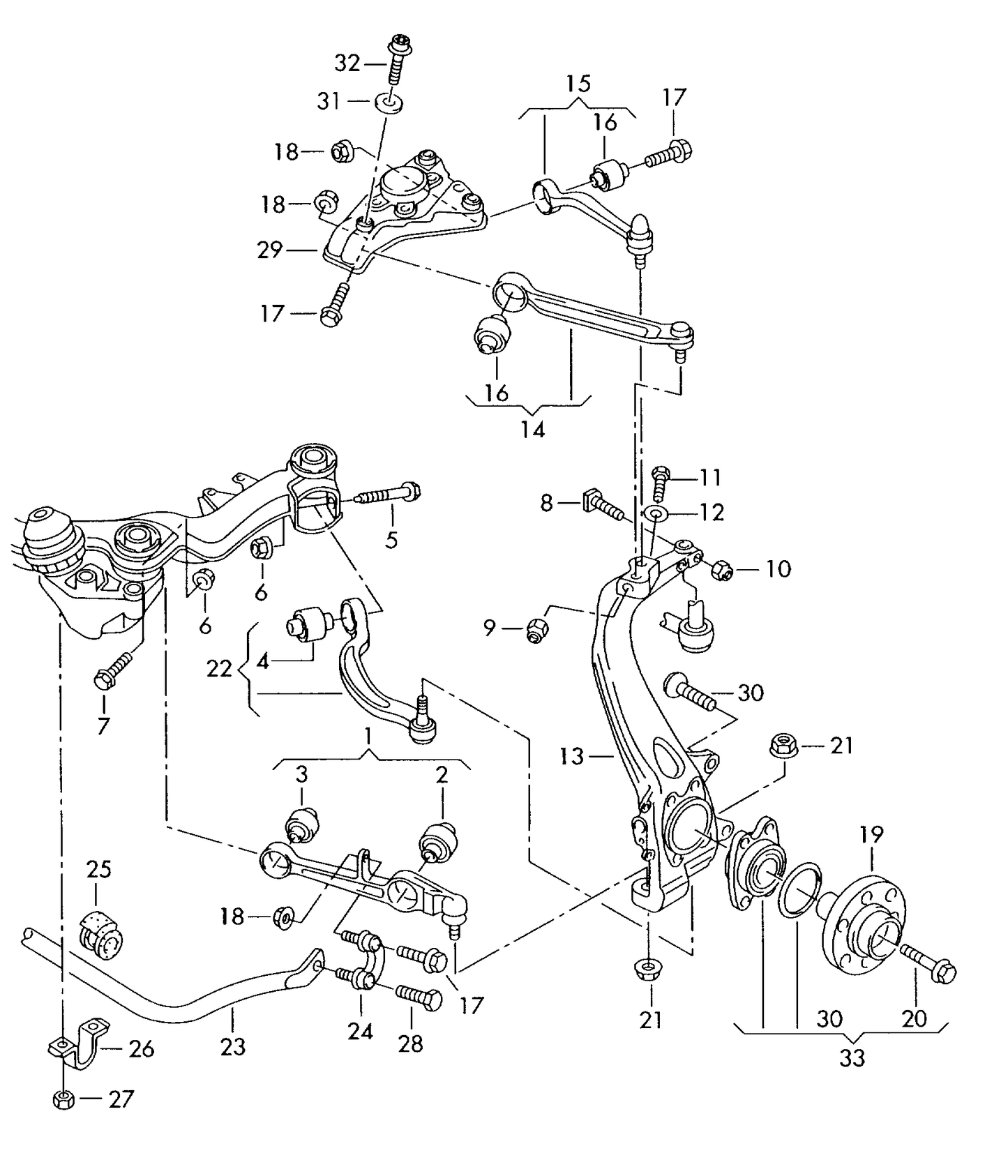 111294 Febi Front Upper Control Arm>Rear Left A6 05>