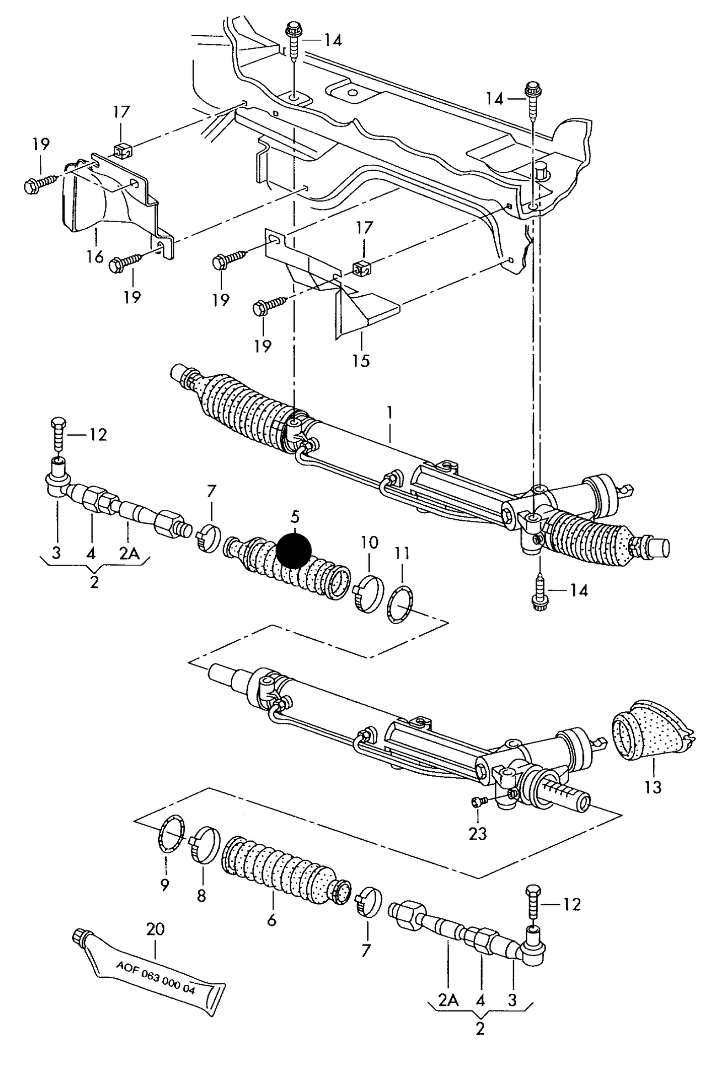 110965 Power Steering boot & Clips A4 '8E' ZF RHD