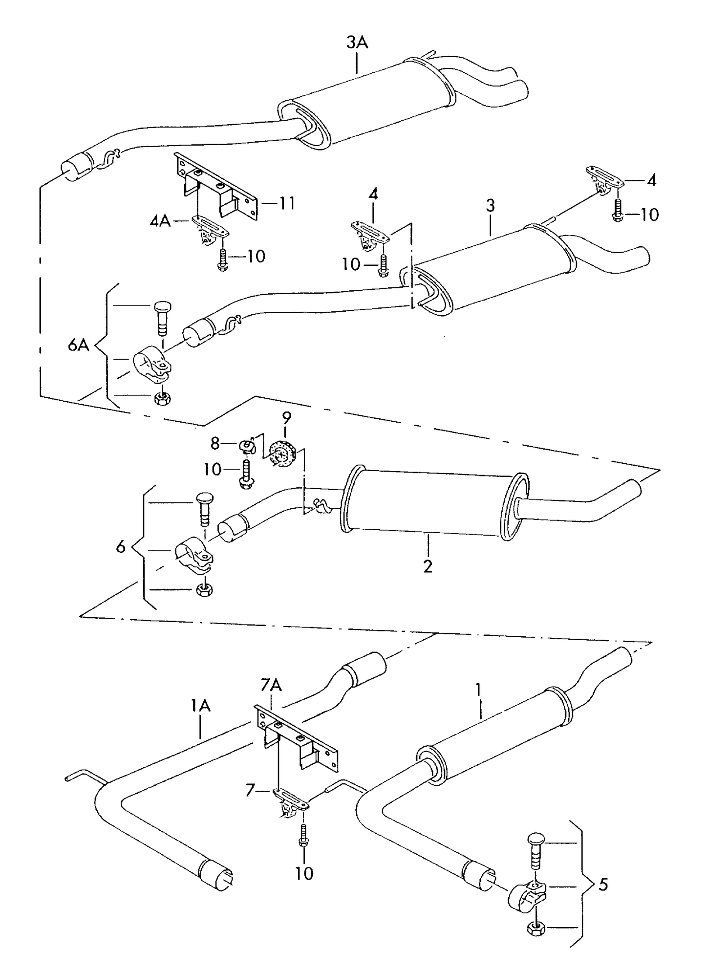 176033 (VW460) Centre silencer for models with wheelbase: for models with wheelbase: shorten rear by:500 AAC