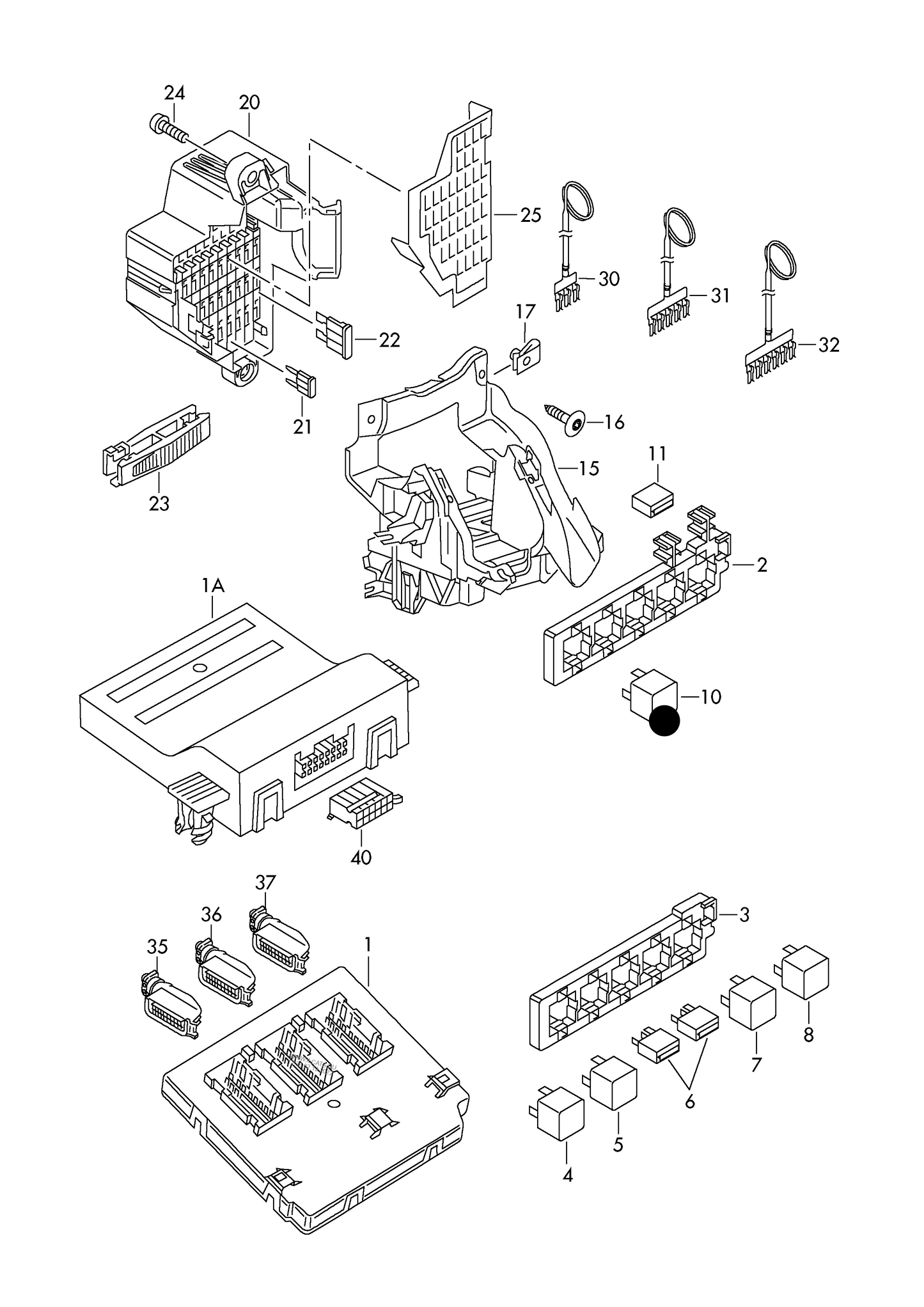 102409A 4pin 12V 40a relay for additional heater relay location/code no.: to be used for code no.: D - 02.11.2009>> 40A 1st stage 3/645 645