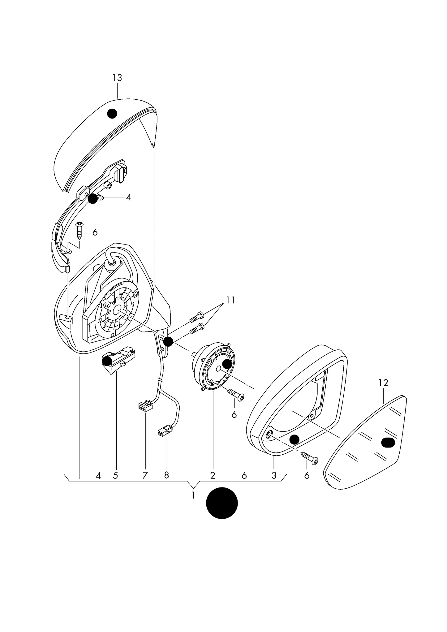 DM6533L Door mirror assy GOLF MK7 10/12-9/20 ELEC HEAT P/FLD PUD LAMP W/IND PRM LH (5G) 2013>2020 '1-2 day dispatch'