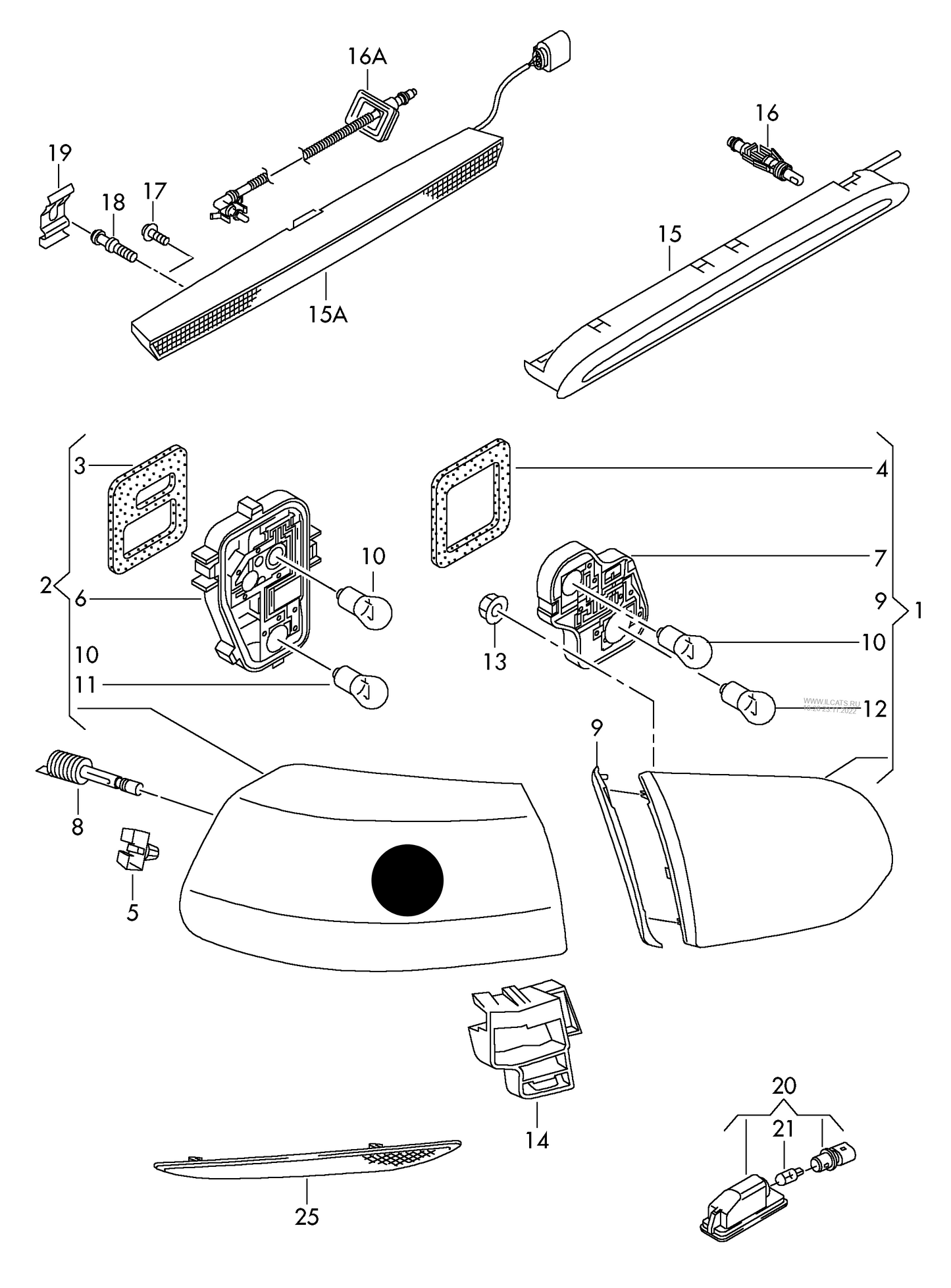 LL9243 Depo N/S/R Lamp GOLF (Exc.SPORT) 09-13 OUTER R/L RED/CLR NON-LED (HELLA)
