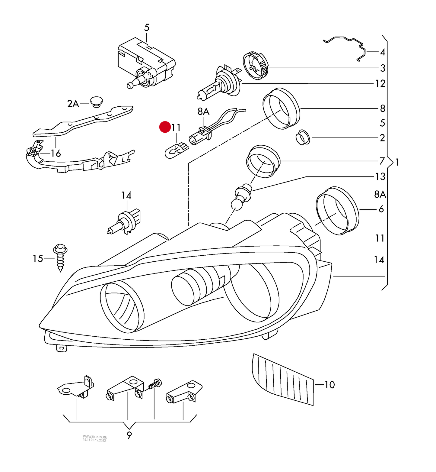 104497A Amber Bulb 12V 5W W2.1X9 5D
