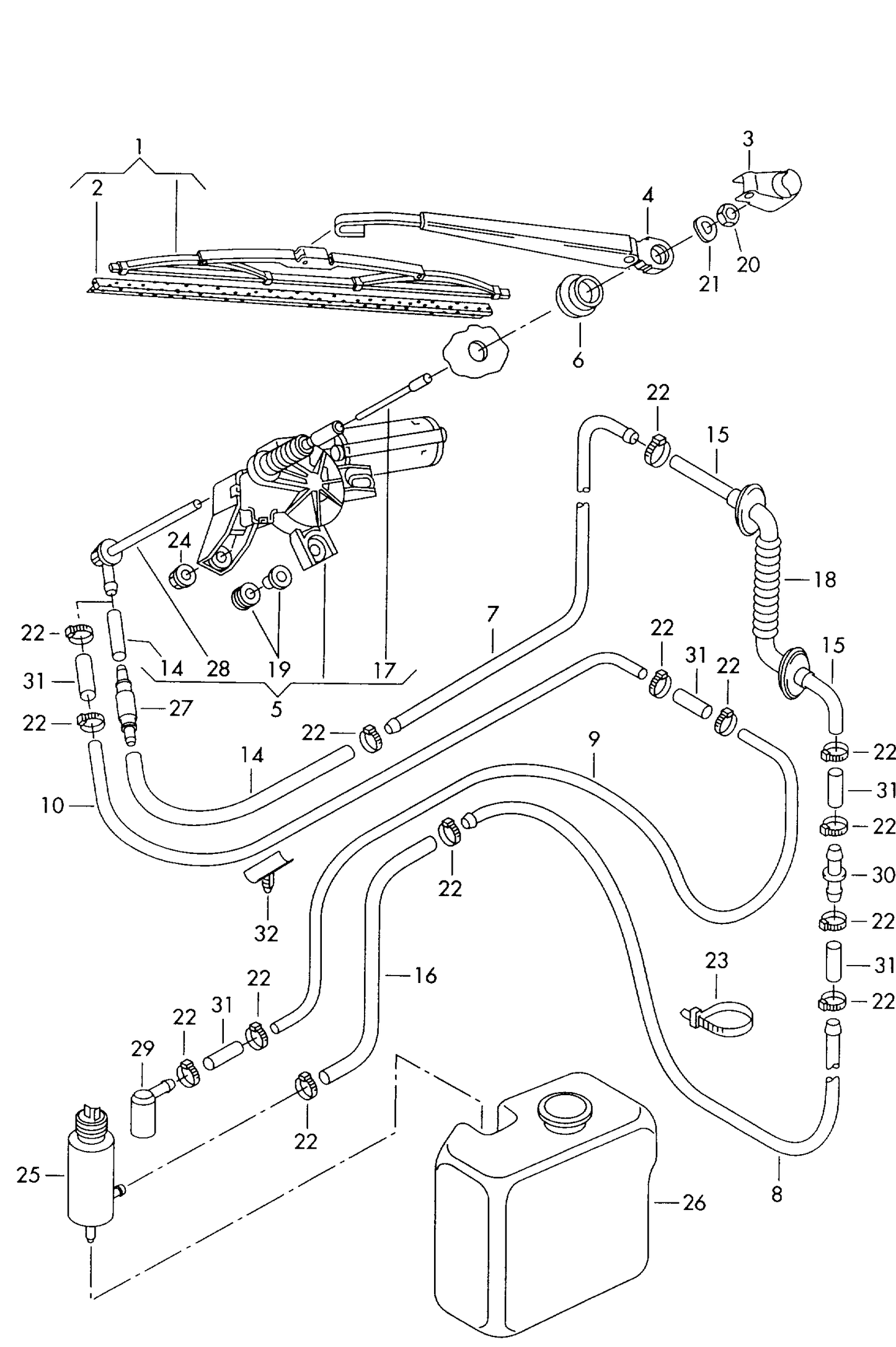 116288 Rear wiper arm Audi A4 8D Avant/Estate