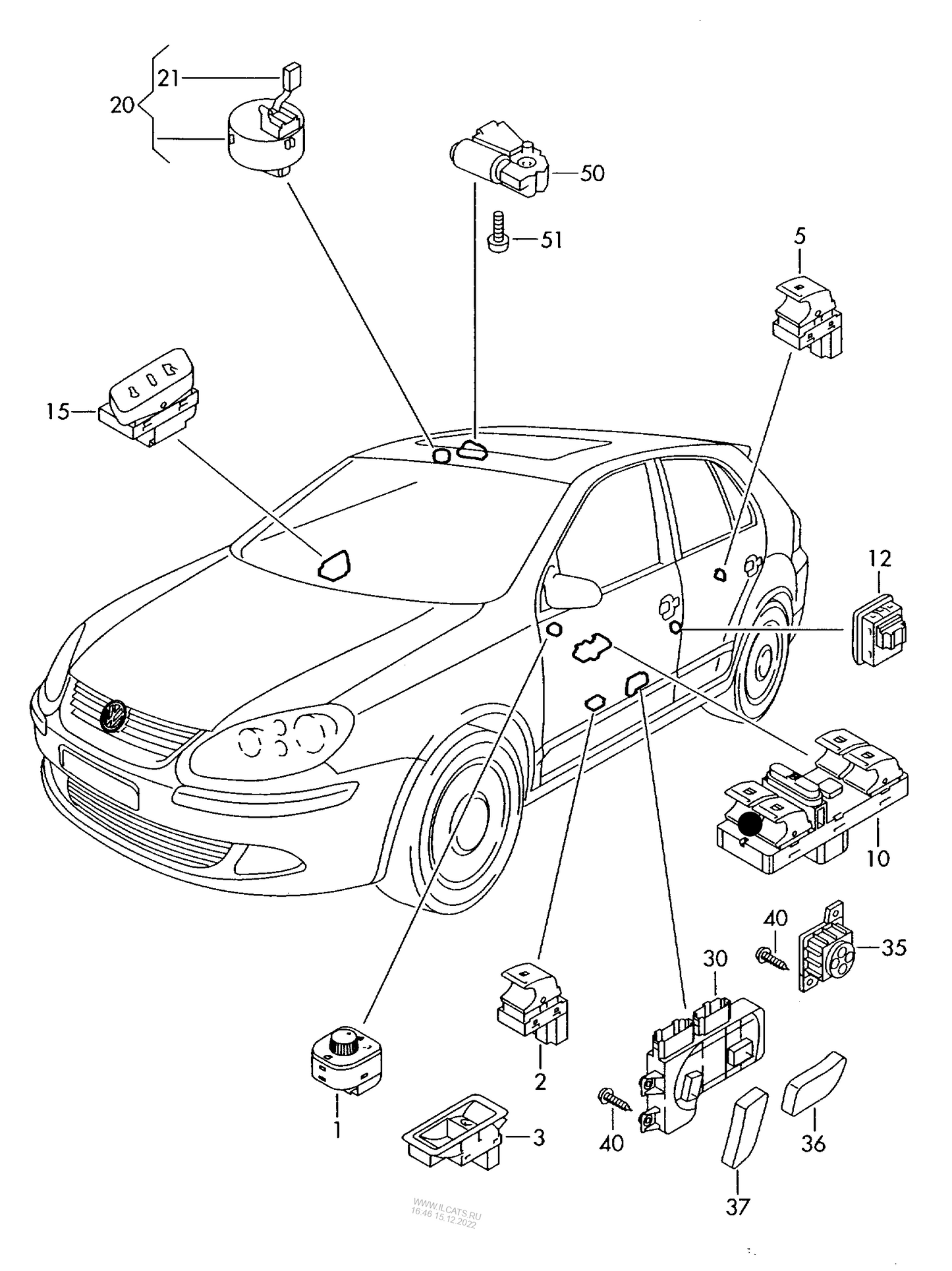 115116 Vika Switch (Double) for electric window regulator (drivers side) >> - 14.03.2011 front 2 doors PR-QJ0,QJ1