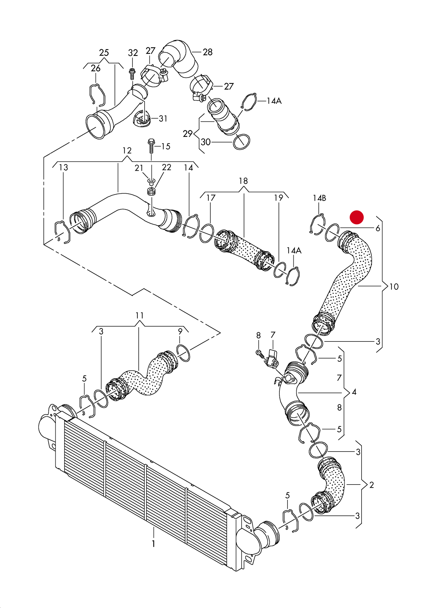 (6) 116306 Elring Intercooler Boost Pipe Seal VW T5 2003–2010 (67.9 mm)
