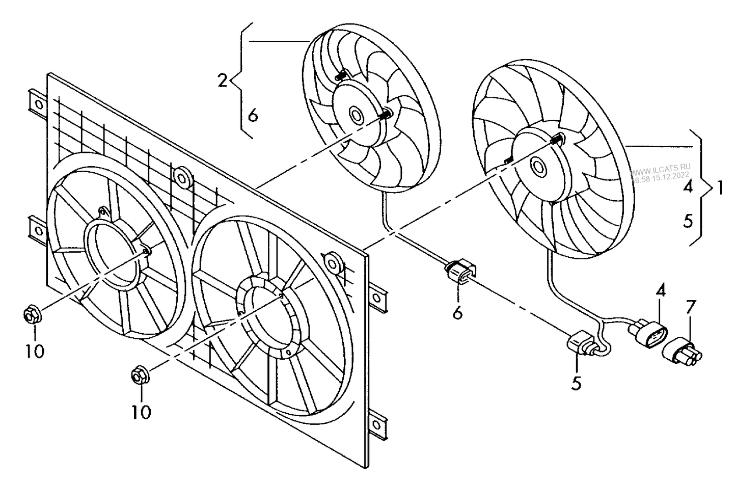 (5) 37913 FEBI flat contact housing with contact locking mechanism for radiator fan: counterpart to: 2 pin black 1 1J0 973 852
