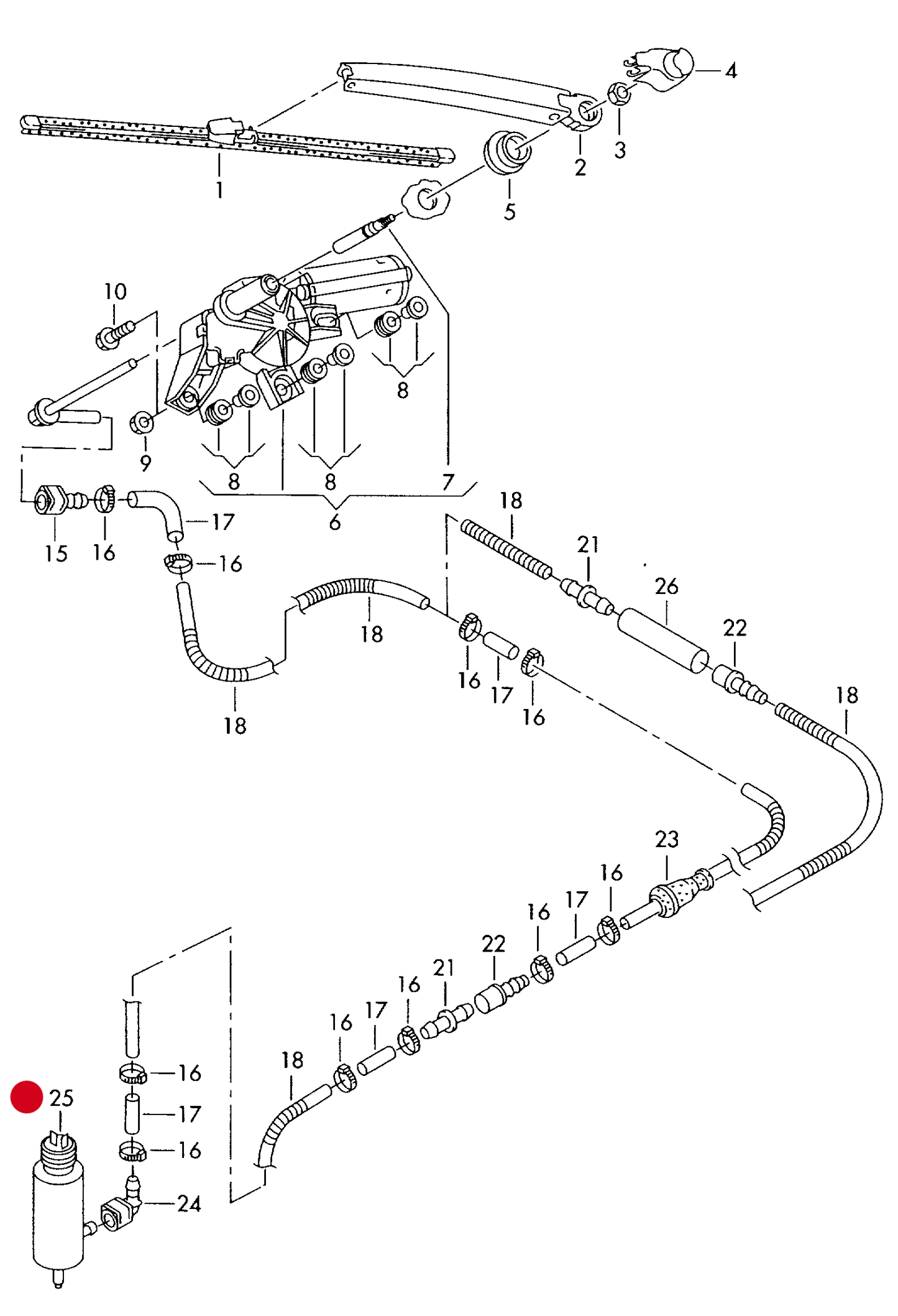 107819 Febi Windscreen washer system pump for vehicles with wipe-wash system for rear window (New Plug type)