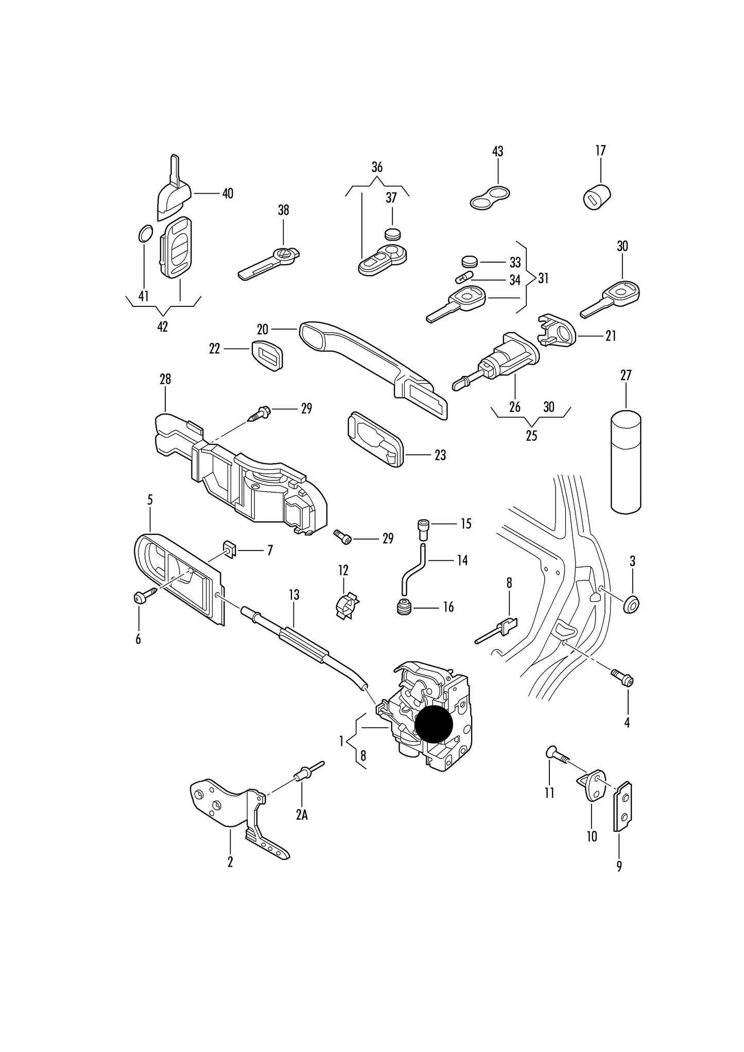 110551 GENUINE Door Lock>Left Front Inner RHD N.L.A. VW Dropped 01-08-2018