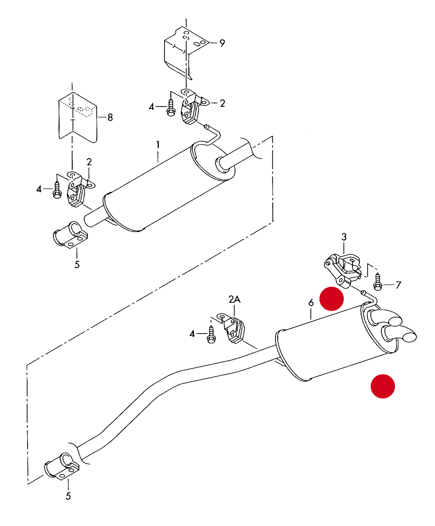 (6) 177108 Rear Silencer T5 7H 2.5tdi AXD,AXE,BLJ