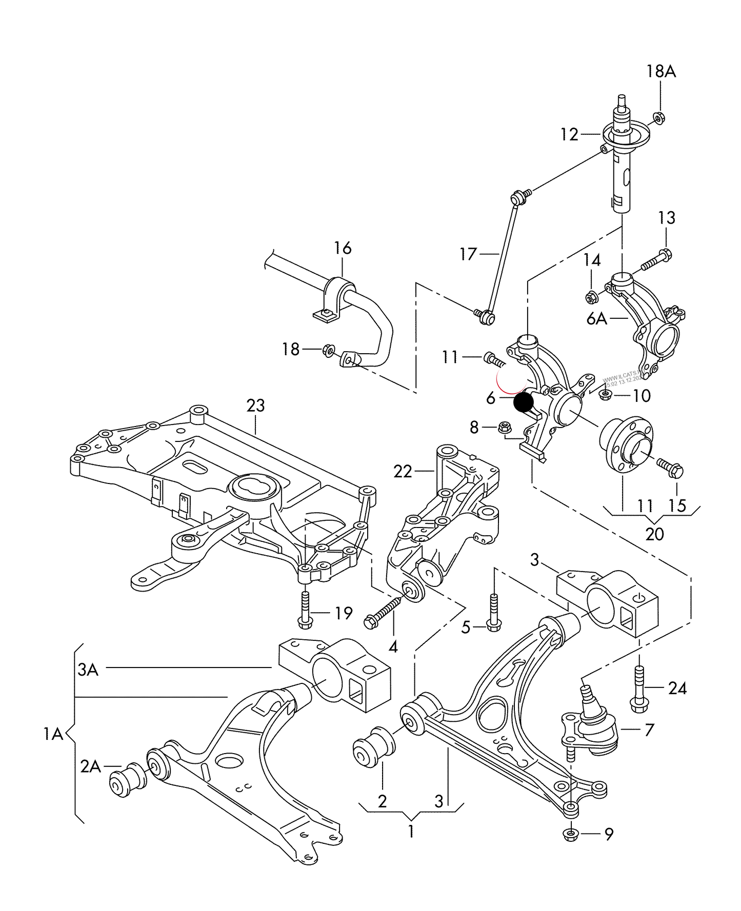 103036 Optimal N/S/F Wheel bearing housing with - brake carrier F 2K-6-000 001>>* PR-1ZM,1ZF