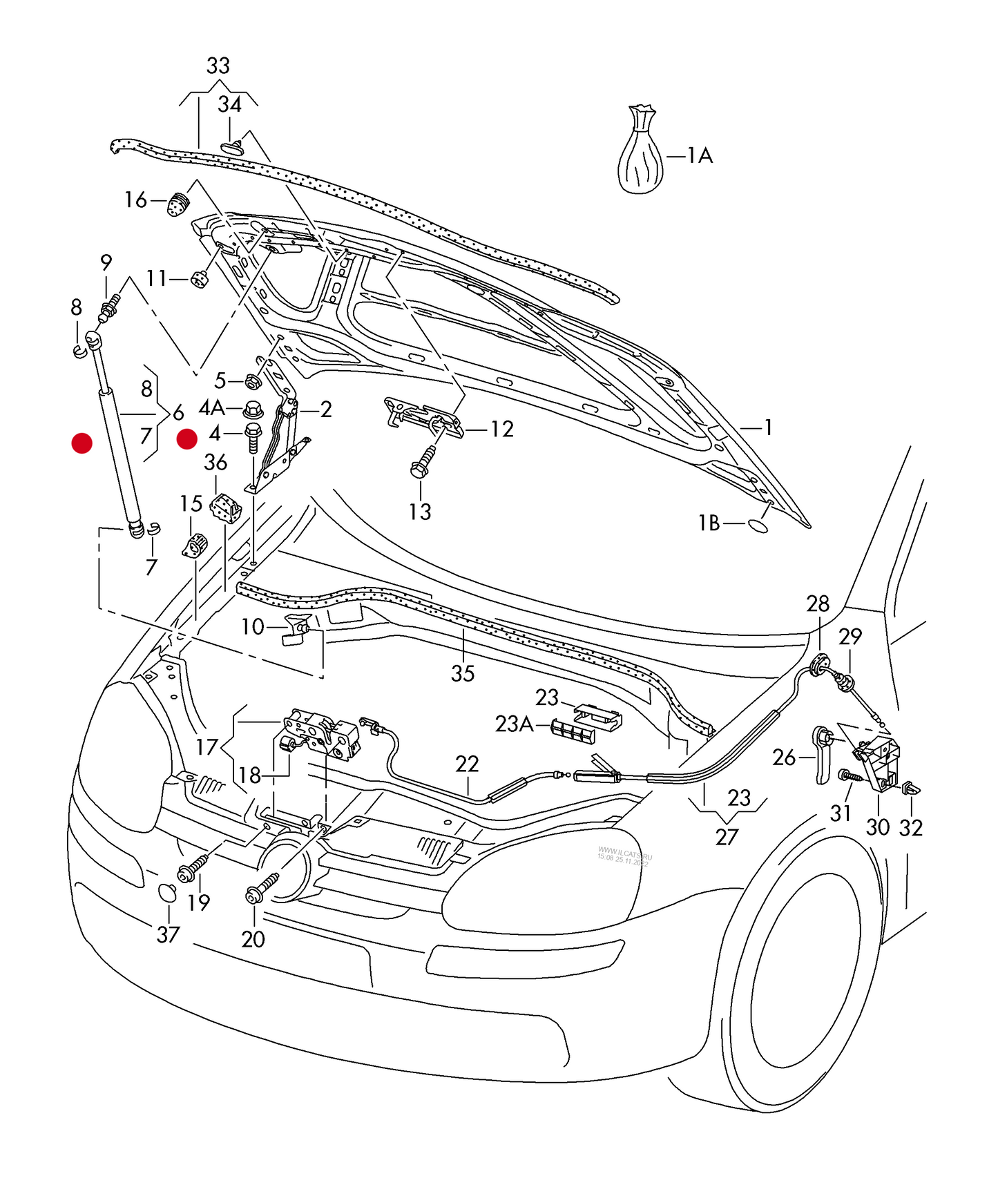 (6) 115186 STABILUS OE Gas Bonnet strut
