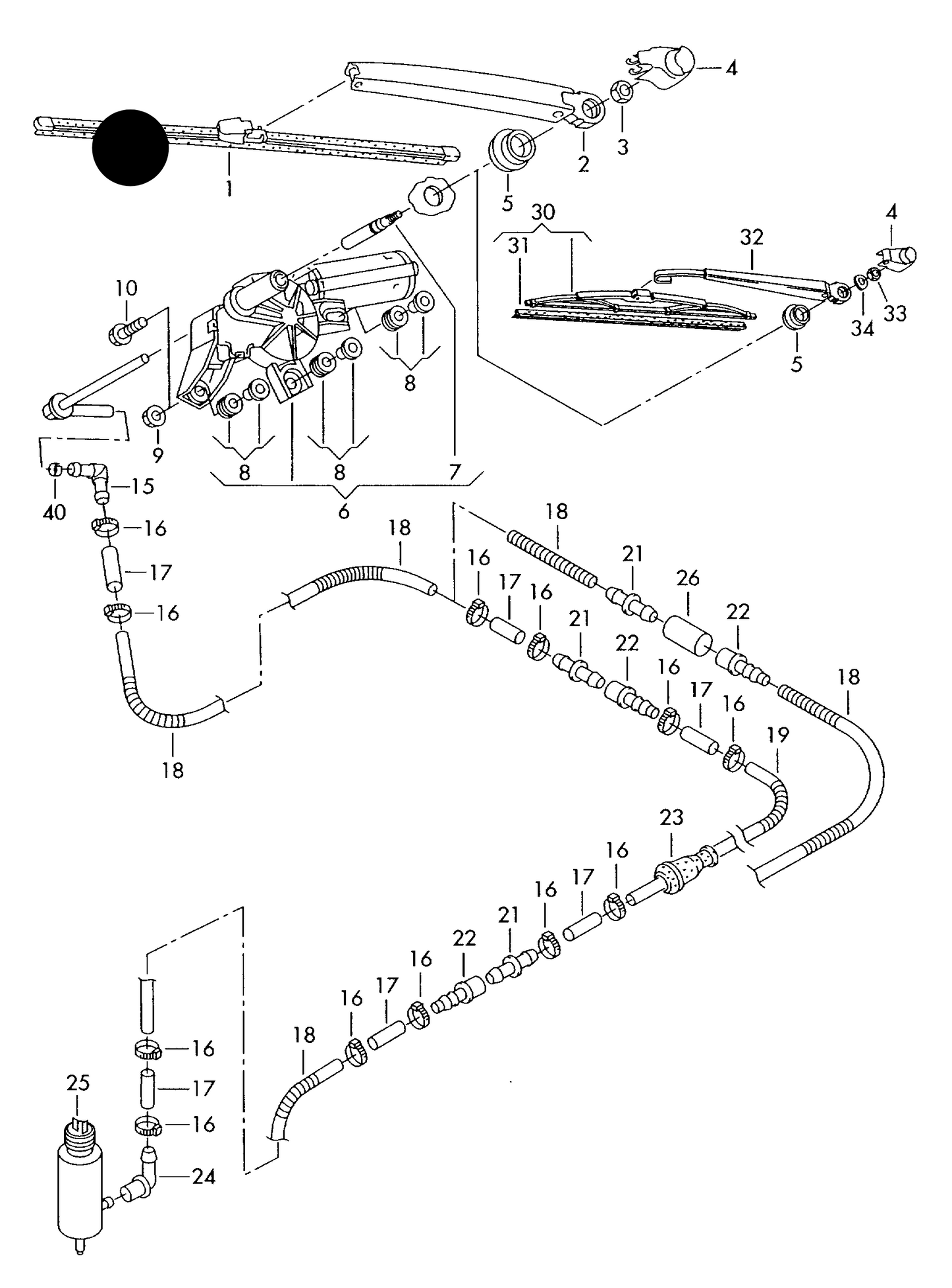 112383 Rear Aero Wiper Blade 2006> T5 (7H) Tailgate /Caddy 2K Tailgate type