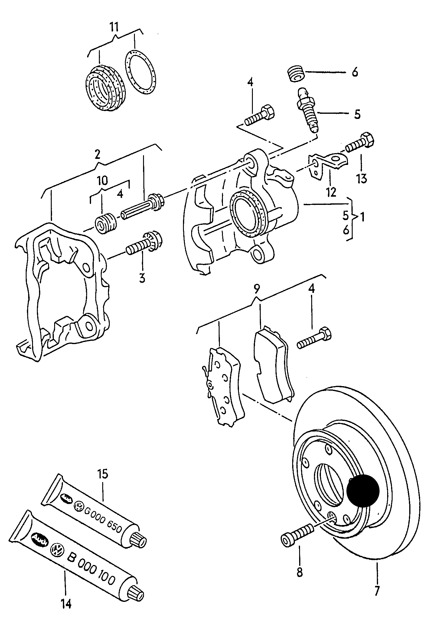 104090 Drivetec Front Brake Pad Set w/o sensors T4 PR-1LP 'solid discs' 91>99