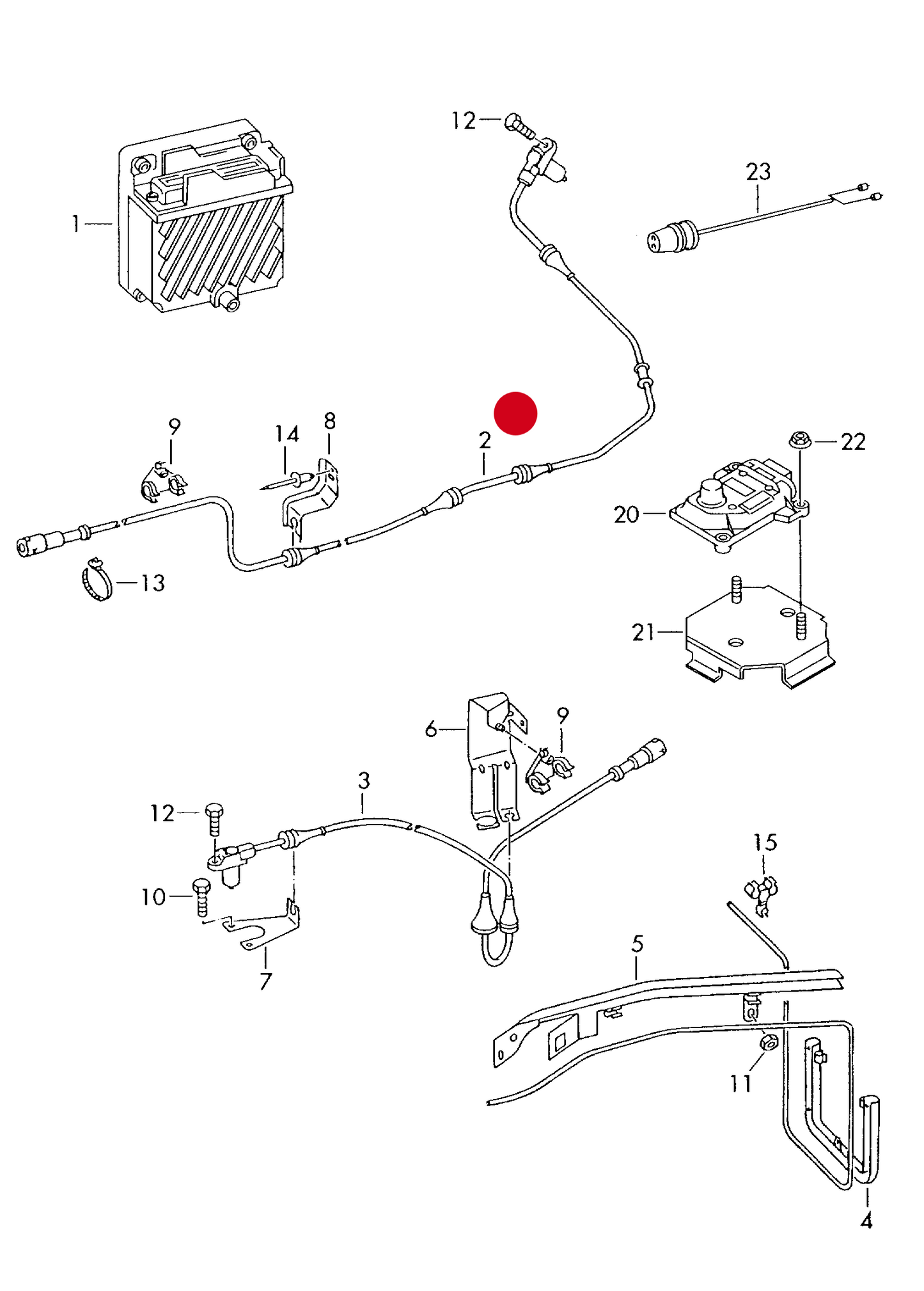 (2) 111077 L/H Rear ABS Sensor T4 96> 15"