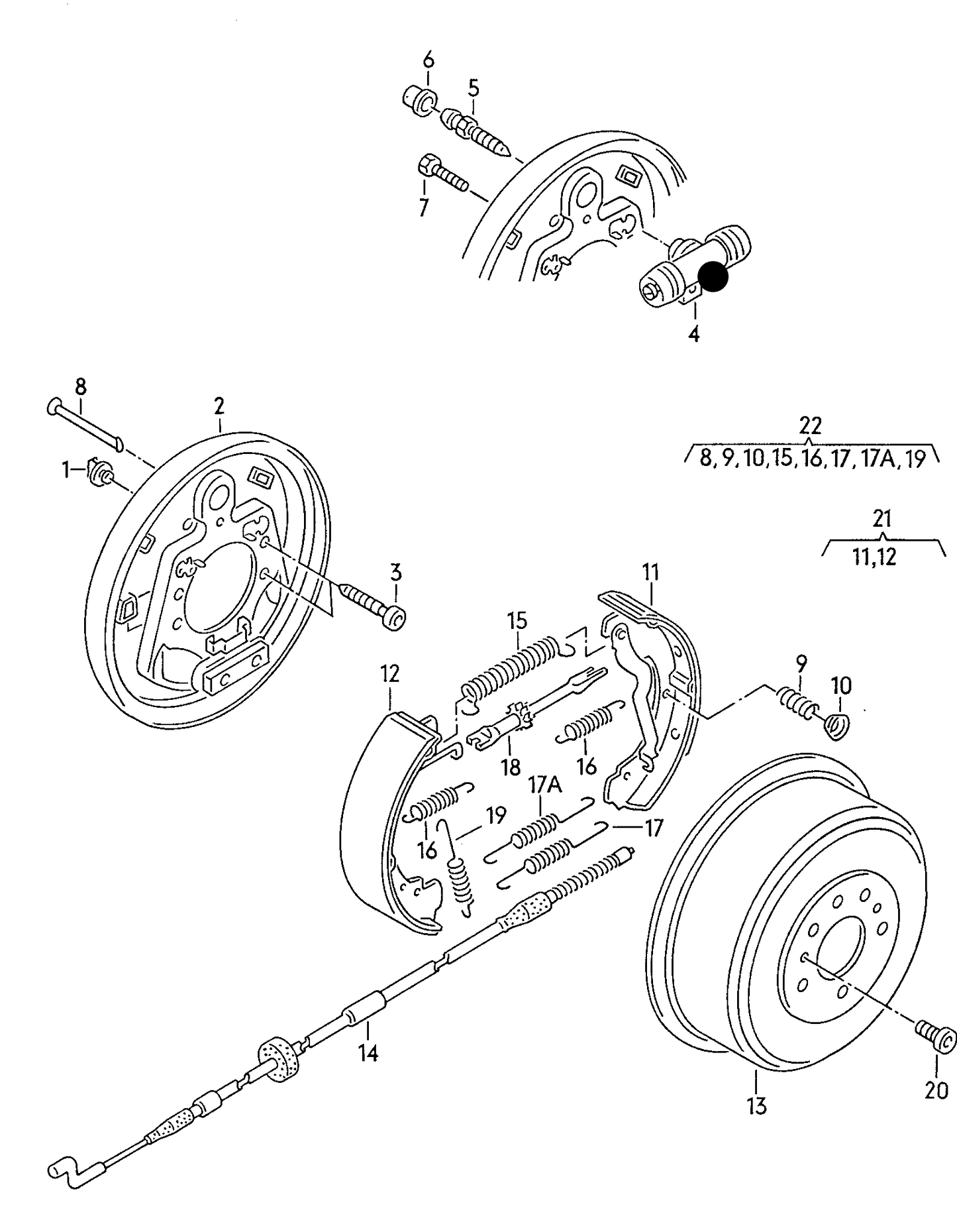 104119 Pagid Rear Wheel Cylinder 20.64mm Cast T4 (70) 1991>1996 with drum brakes
