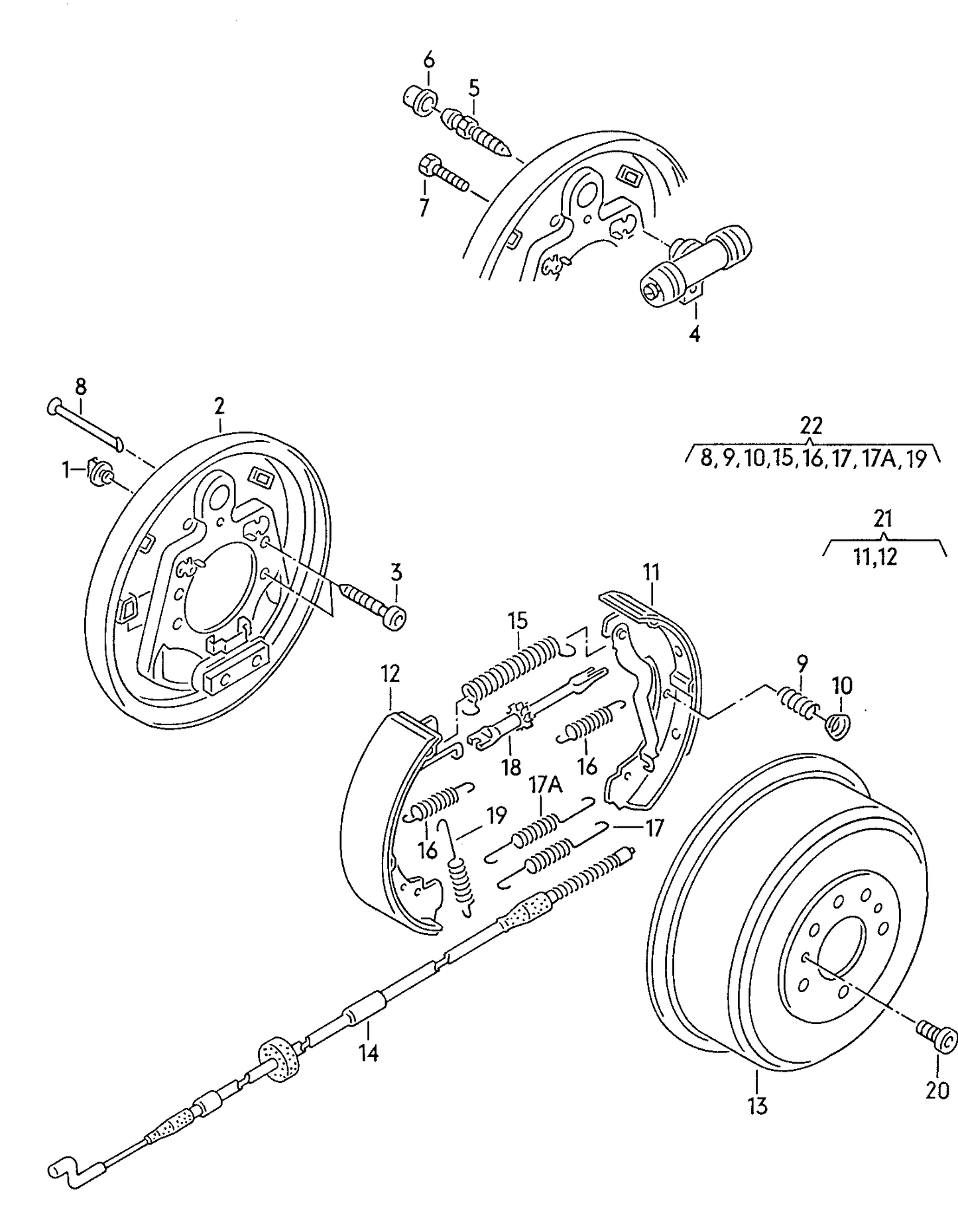 104092 Rear Brake Shoe Set T4 91>96 all