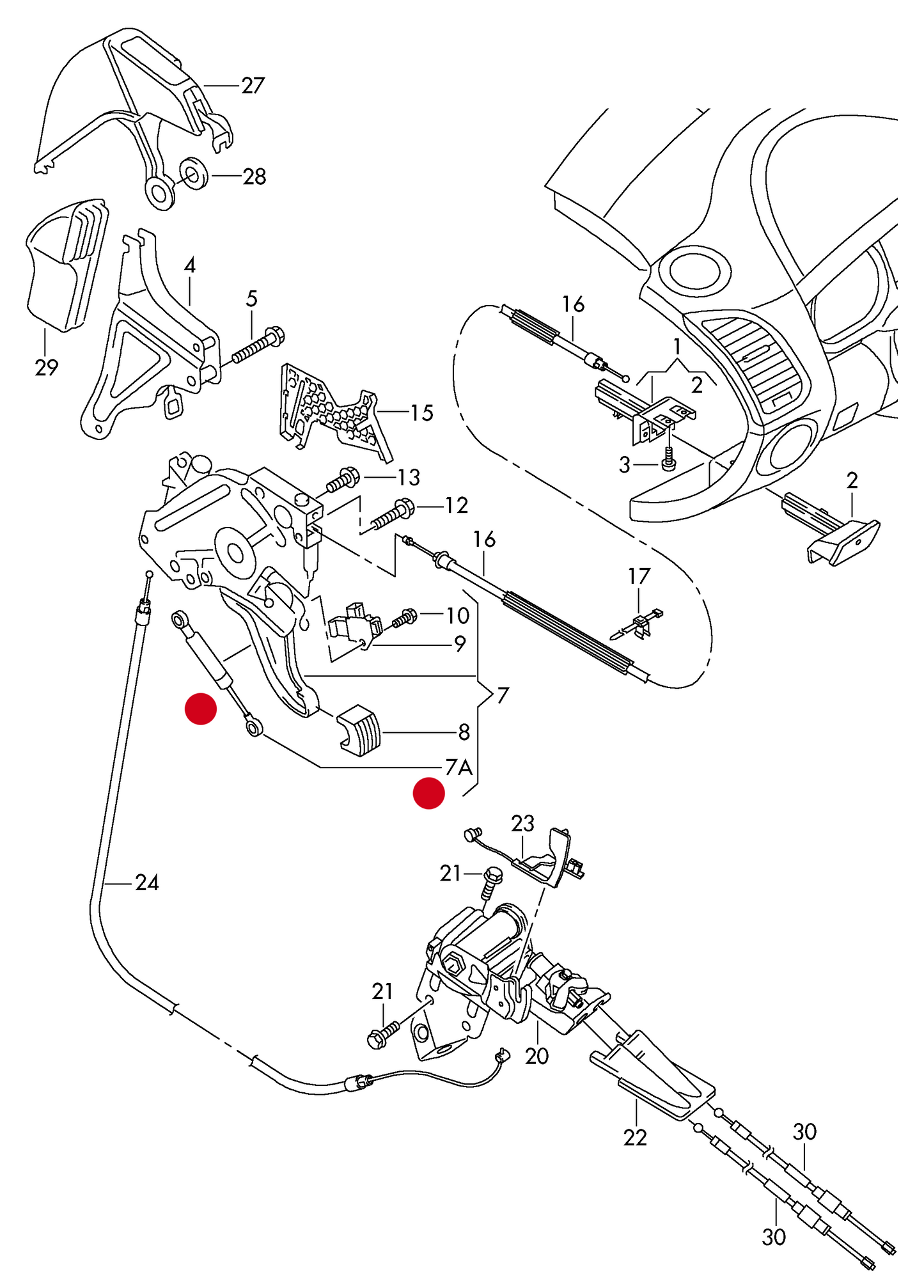 115844 Shock absorbers foot operated parking brake