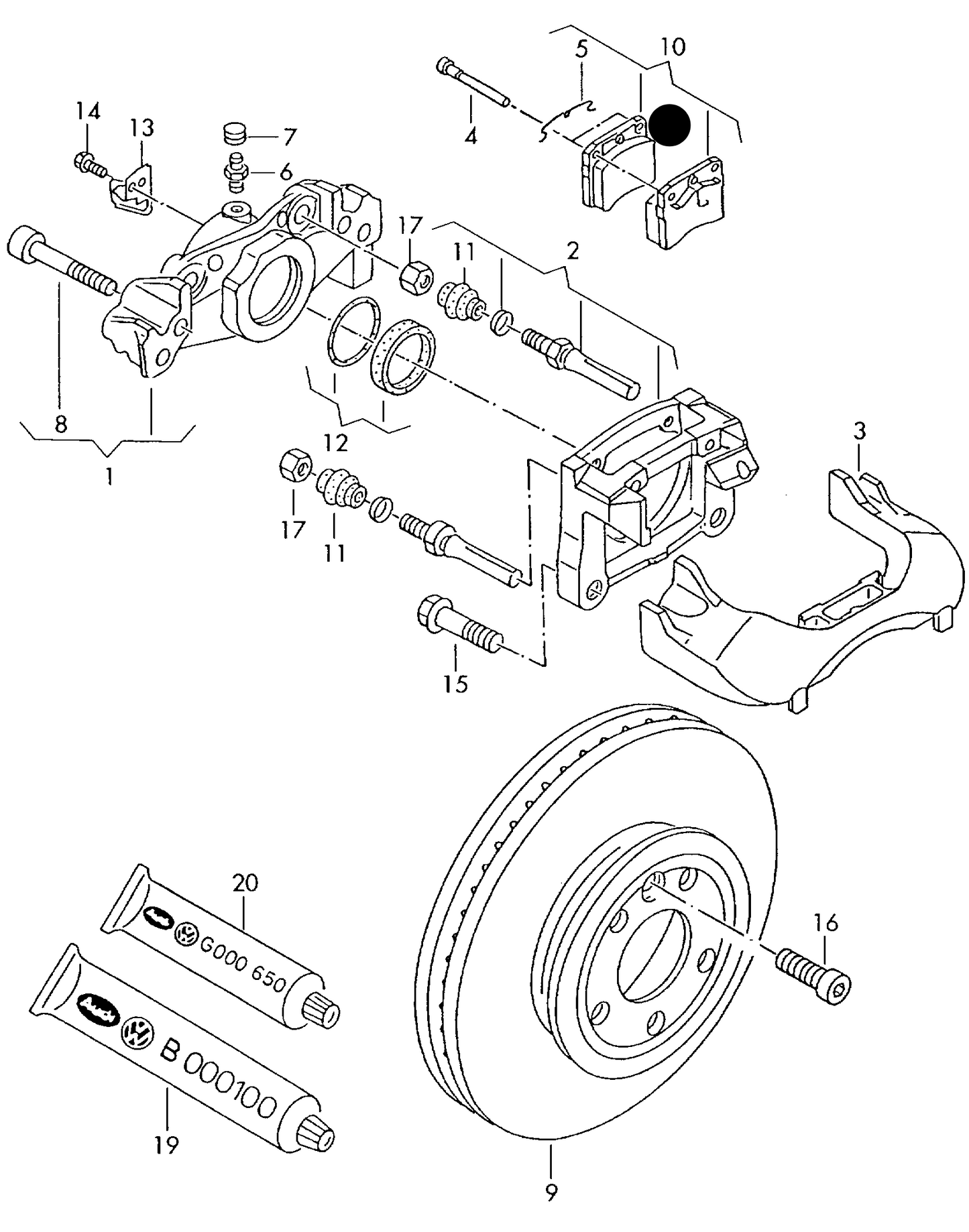 109465 Pagid Front Brake Pad Set with sensors T4 'with vented discs' TRW/LUCAS Braking system PR-1LE 2000>2003