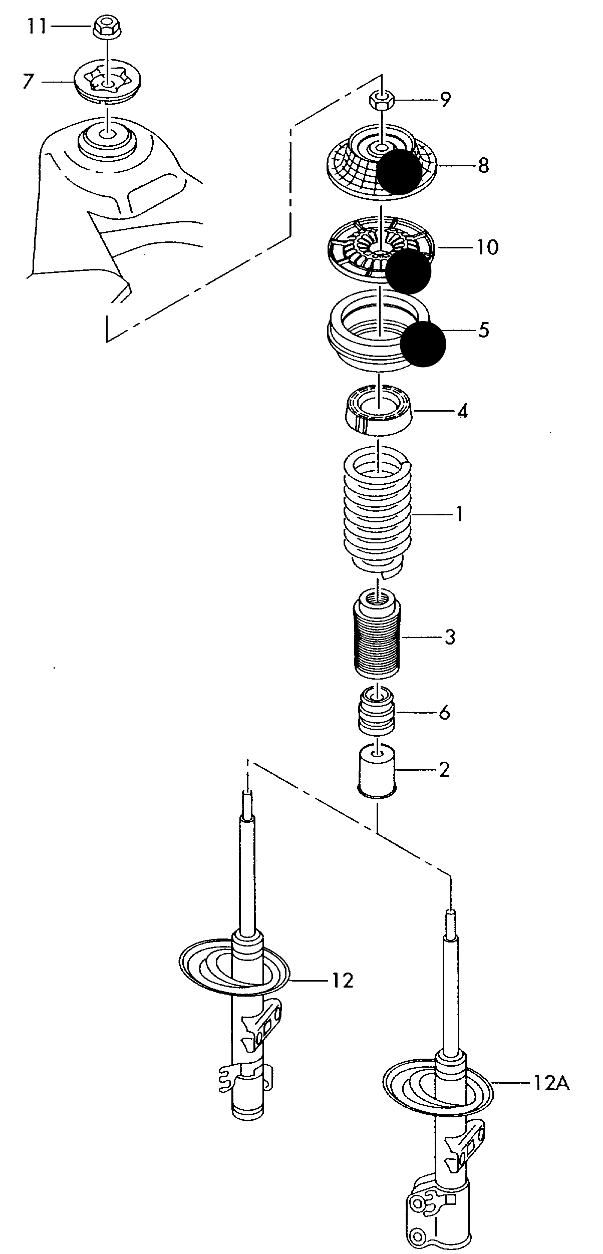 112051KP3 H/D Front Top Strut Mounting,Bearing & plate Kit T5 7H/7J 2004>2010 / T5.1 7E 2010>04.2015