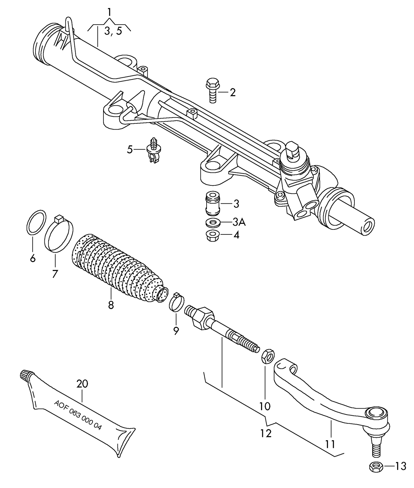 115302 Steering Rack Boot & Clips Left/Right T5 7H/7J/7E 03>15/T6