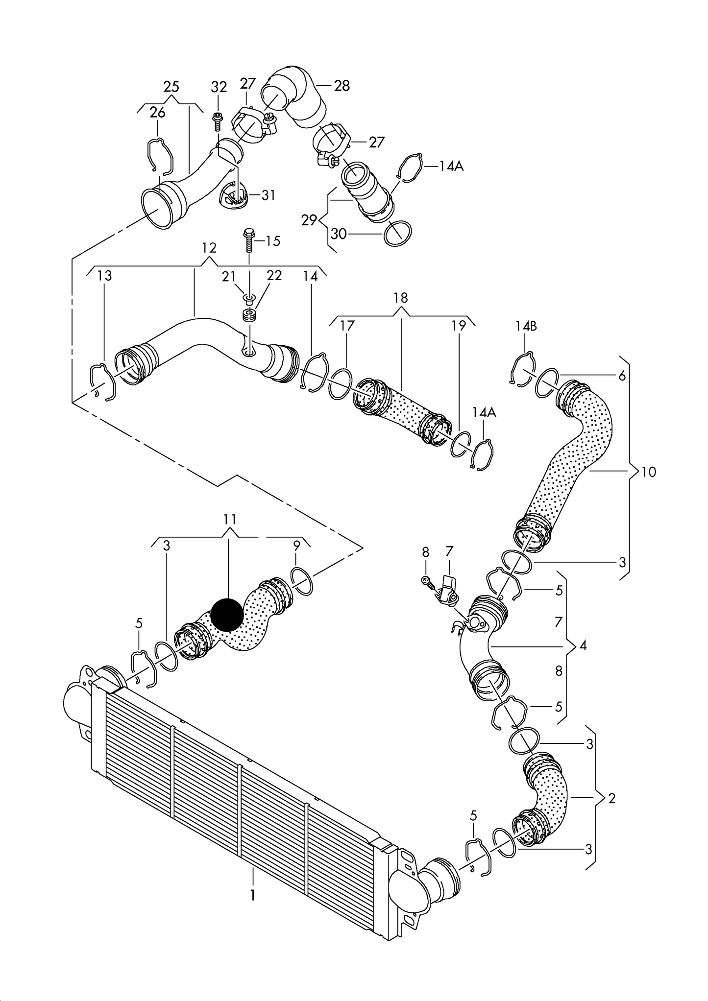 113558 Metzger Turbo Intercooler Hose, 1.9 TDI AXB,AXC,BRR, BRS