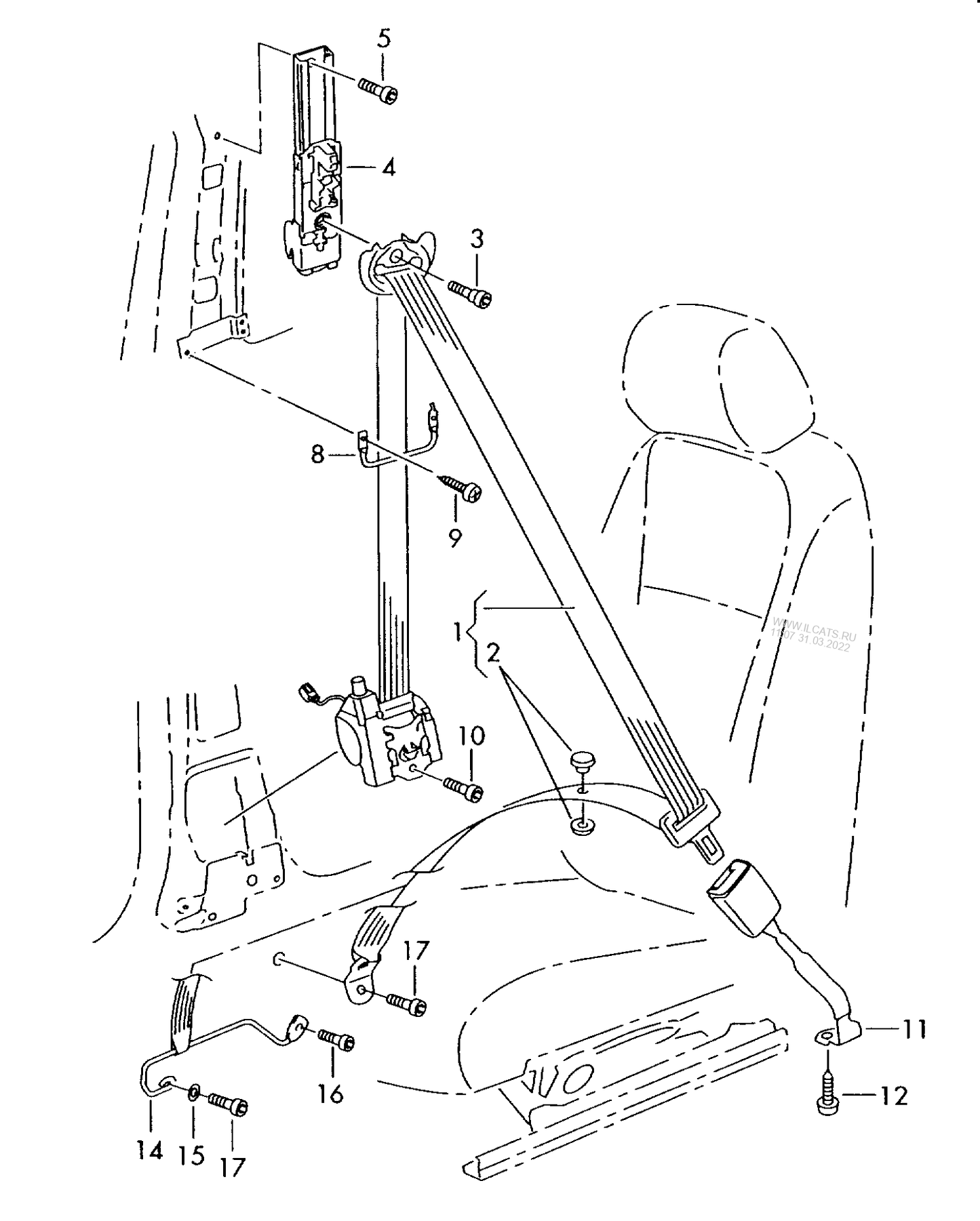 857-065 Golf MK6 three-point safety belt front 4-door