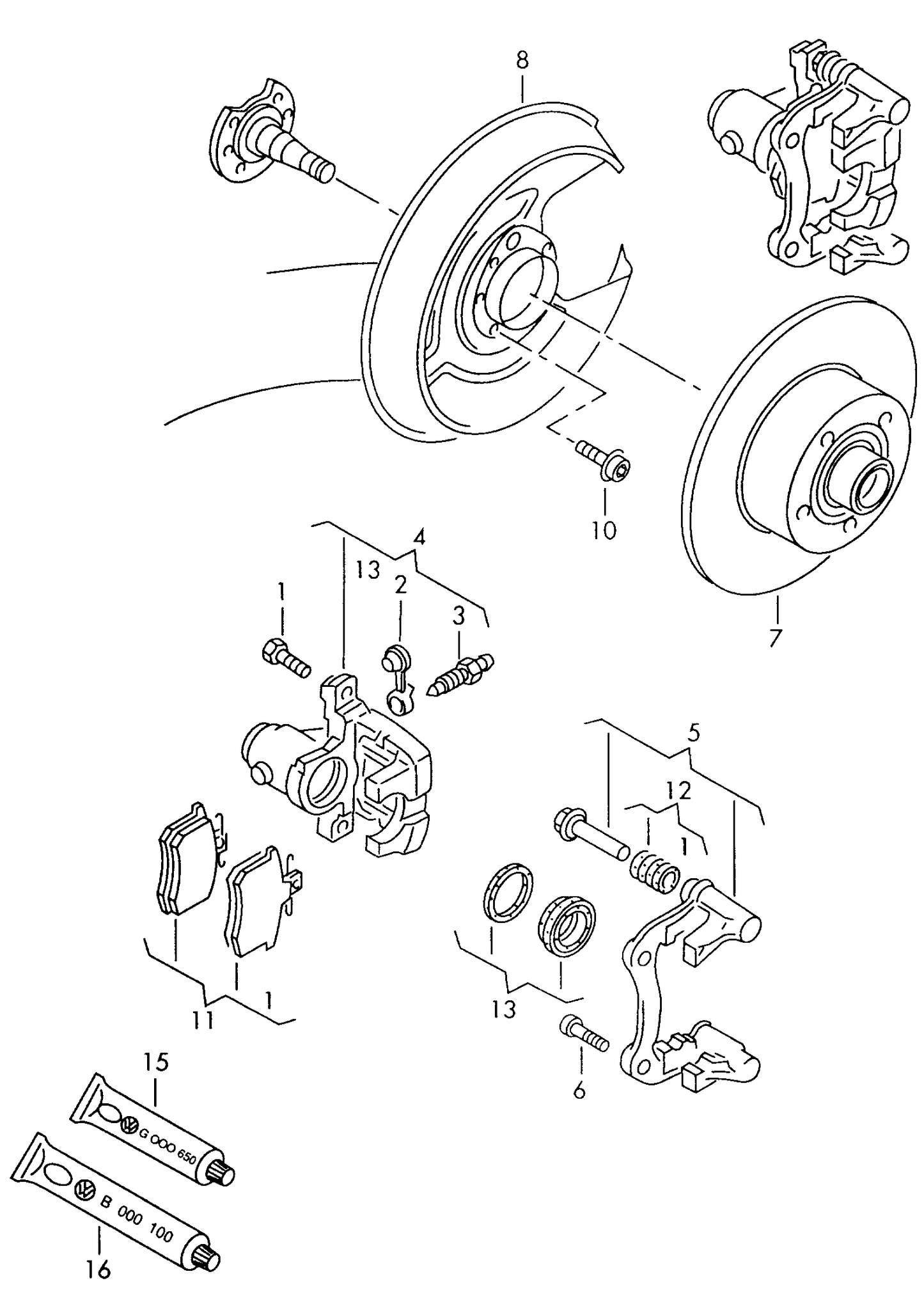 110284 Febi New Rear Brake Caliper-Left Passat 97>05 all excl V8