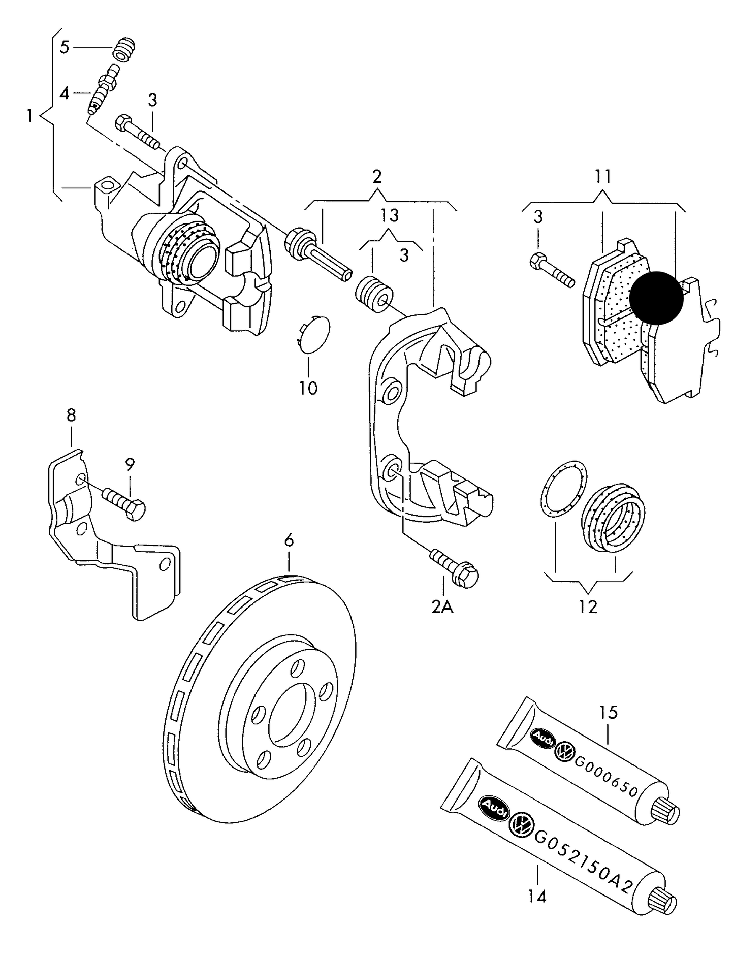 107235 Pagid Front Brake Pad Set w/o sensors 1.6/1.8/1.9TDI 97>99