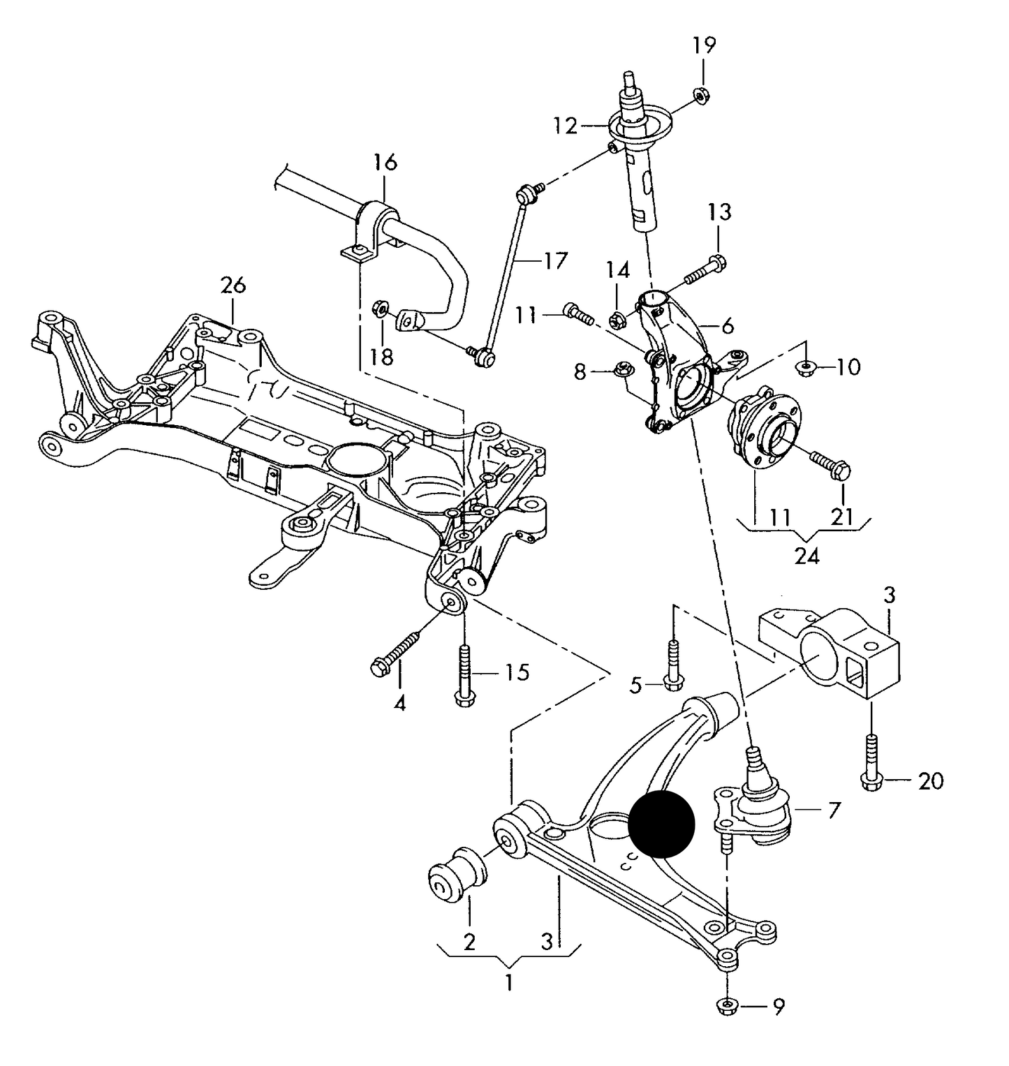 113355 Front Wishbone & Bushes Audi TT 8J 07>