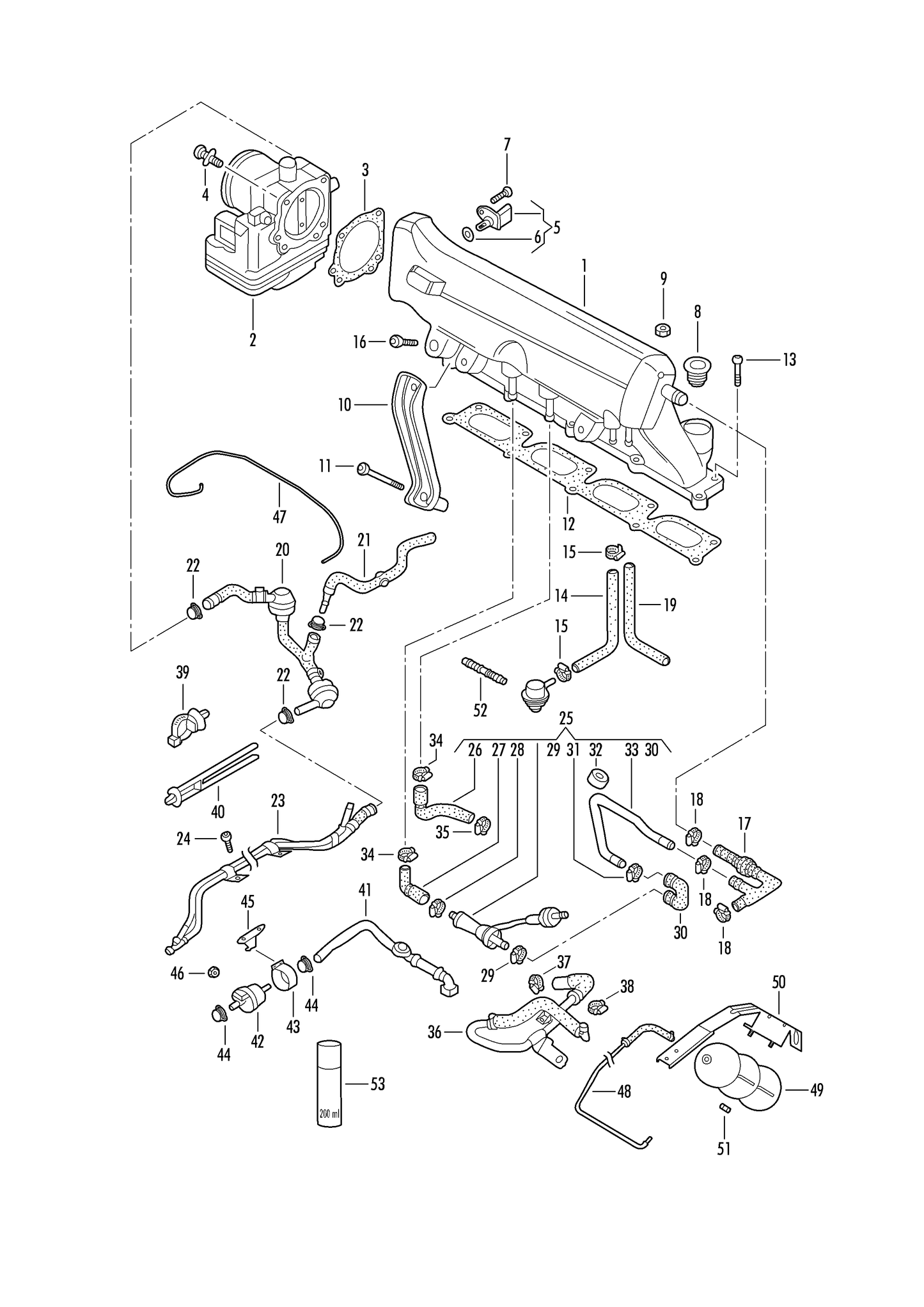 103609 Gasket, intake manifold housing 2.0 2E/AAC, 1.8ltr. 4-cylinder+ AVC,APH,AWV, AWU / 2.5D AHD